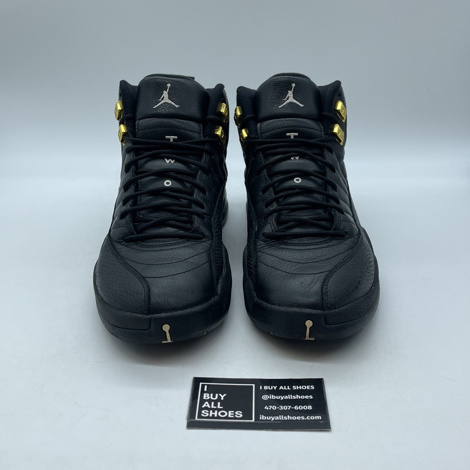 Size 9.5 - Air Jordan 12 Retro The Master Black Gold White Leather (130690-013)