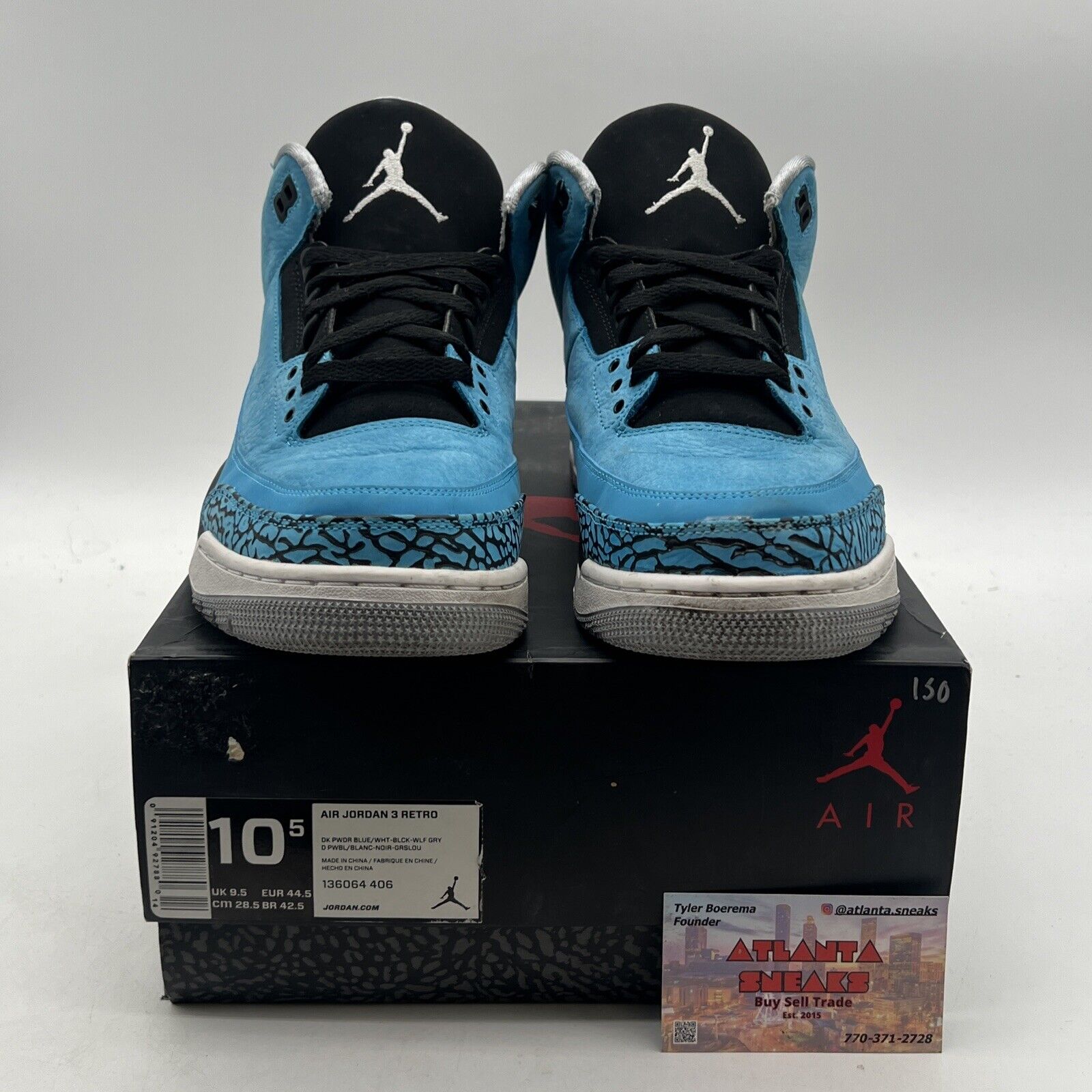 Size 10.5 - Air Jordan 3 Retro Powder Blue (136064-406)