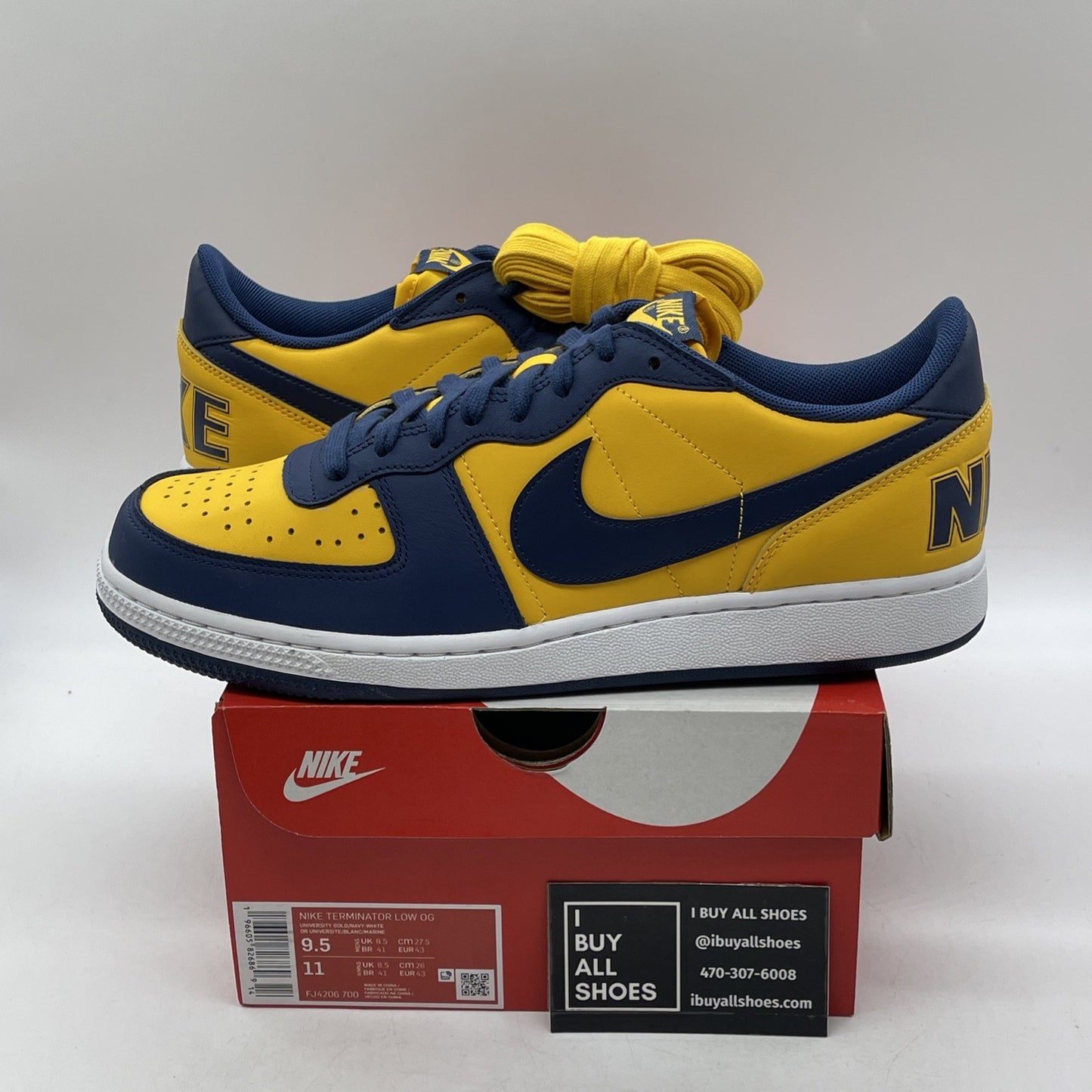 Size 9.5 - Nike Terminator Low "University Gold and Navy" (FJ4206-700)