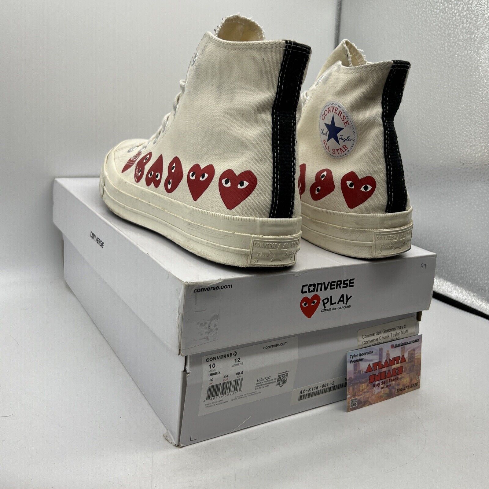 Converse Chuck 70 High Top x Comme des Garcons Play Multi Heart 162972C Size 10