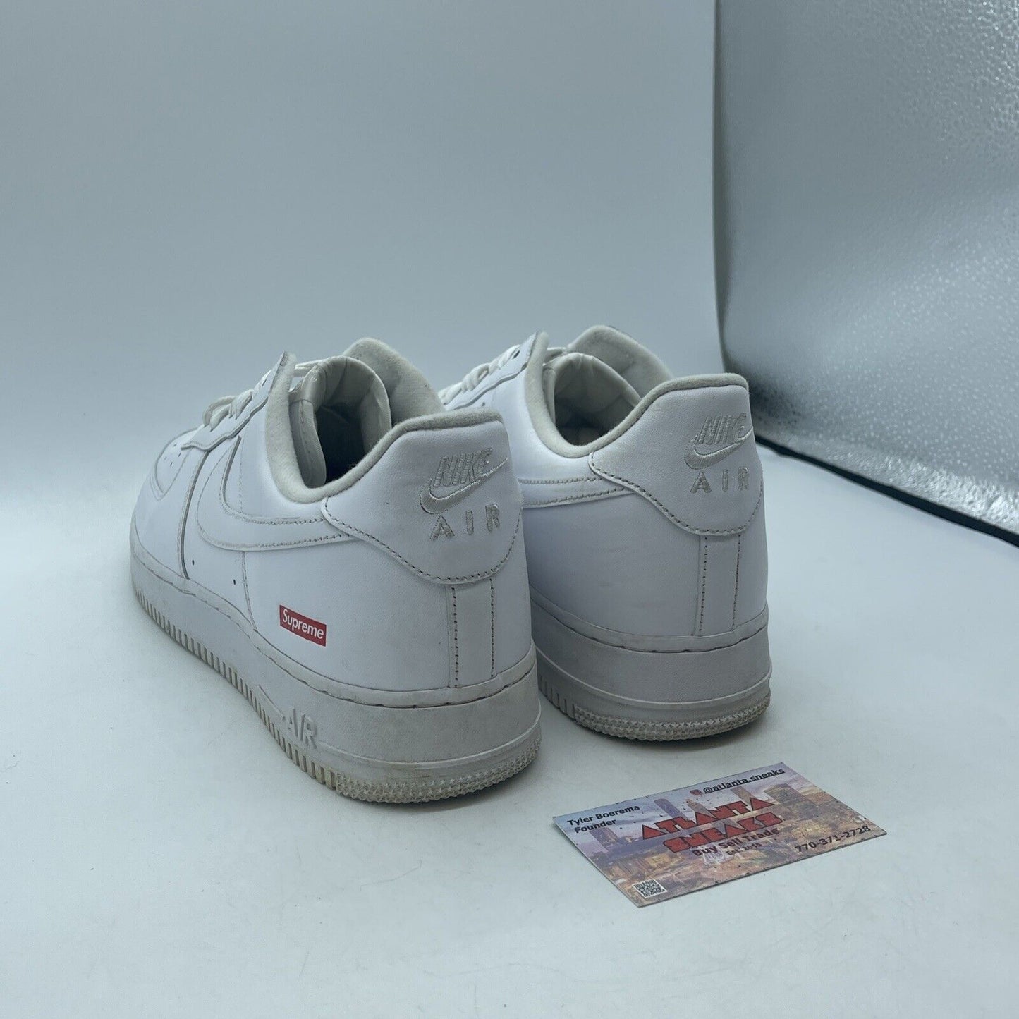 Size 11.5 - Nike Air Force 1 x Supreme Low Box Logo - White Leather (CU9225-100)