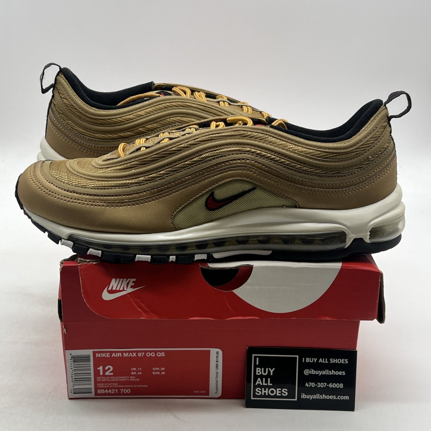 Size 12 - Nike Air Max 97 OG QS Metallic Gold (884421-700)