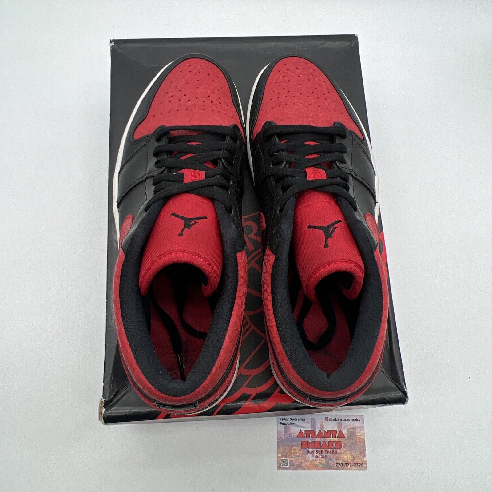 Size 11 - Air Jordan 1 Retro Low Bred Black Red White Leather (553558-013)