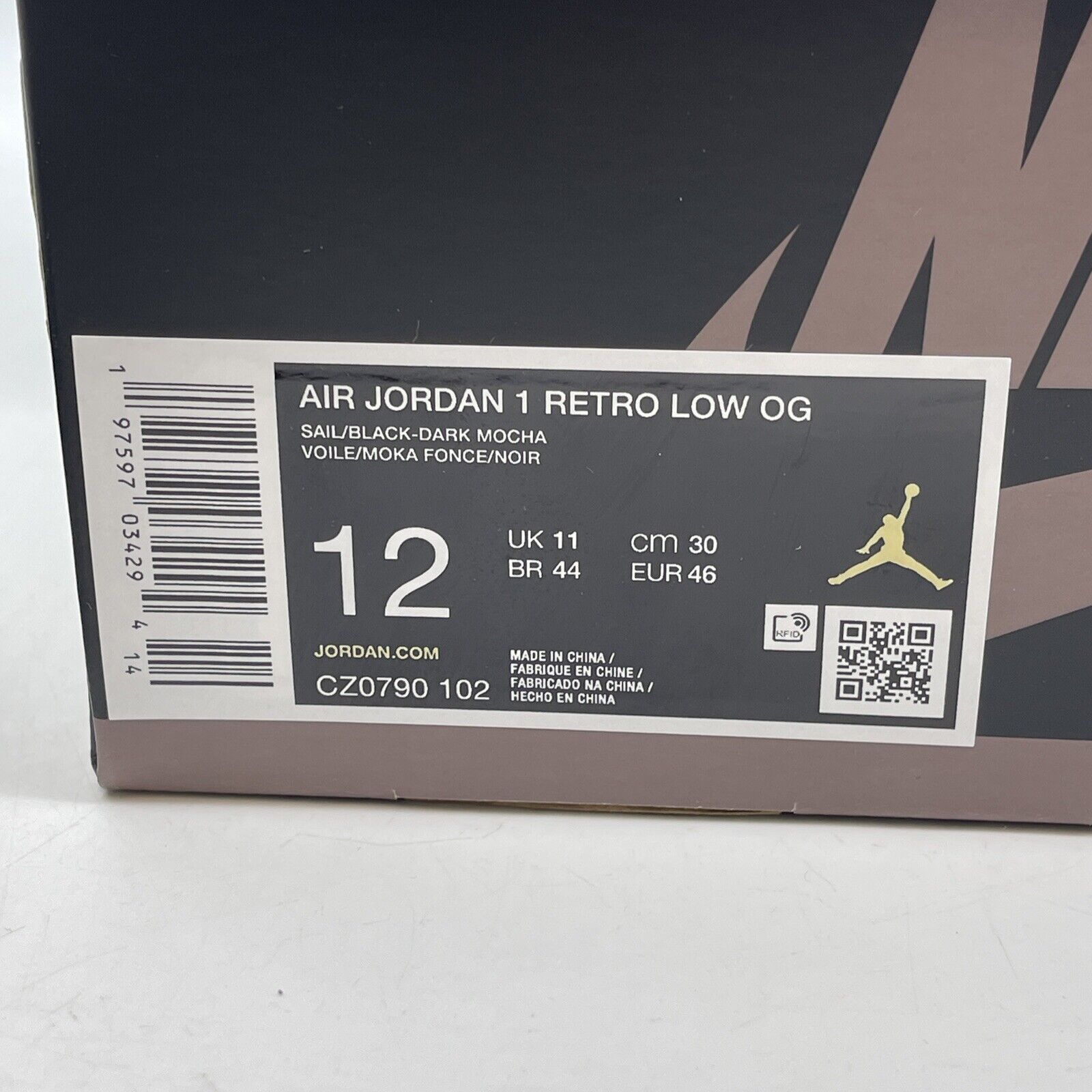 Size 12 - Air Jordan 1 Retro OG Low Mocha Black Brown Suede Leather (CZ0790-102)