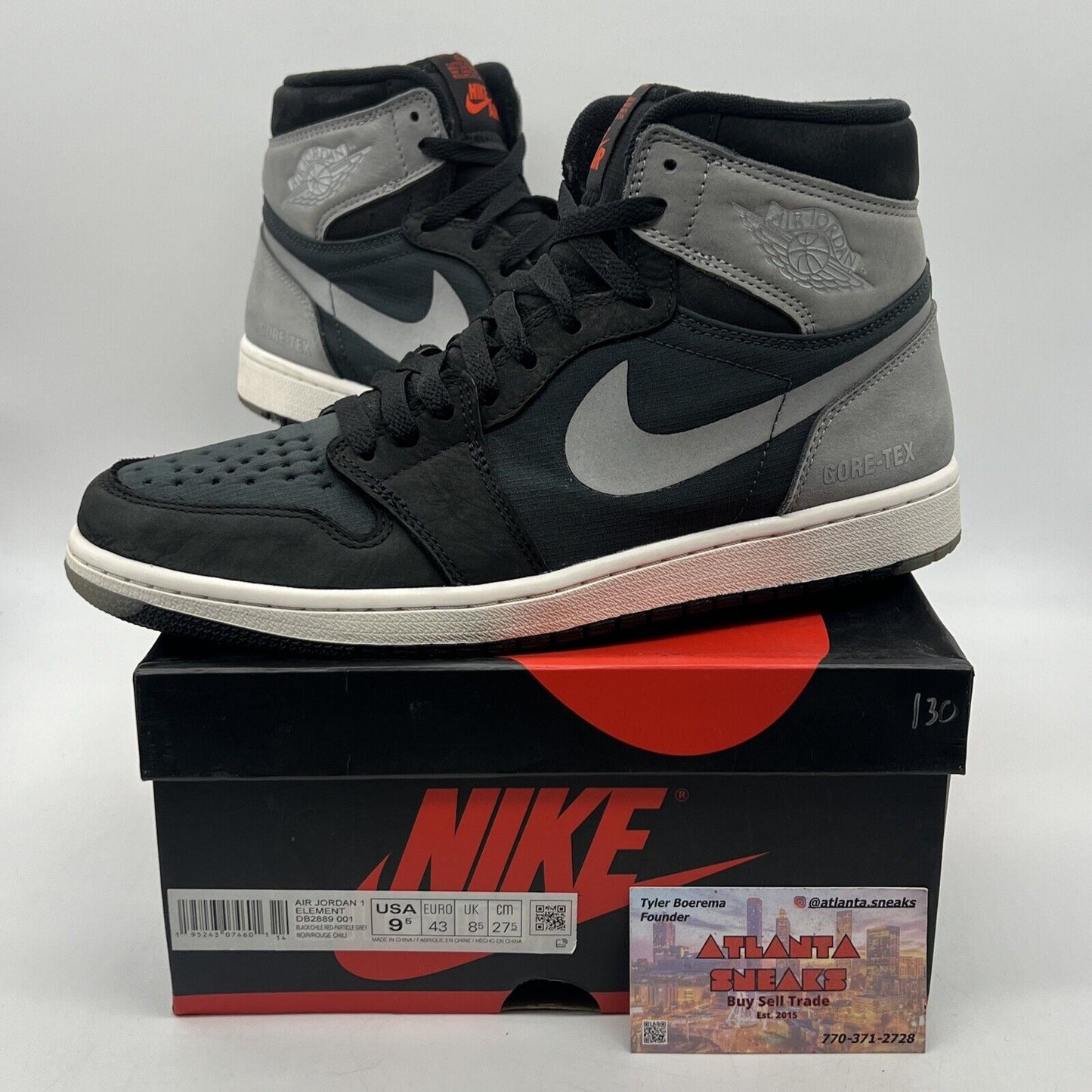 Size 9.5 - Air Jordan 1 Element GORE-TEX High Black Particle Grey (DB2889-001)