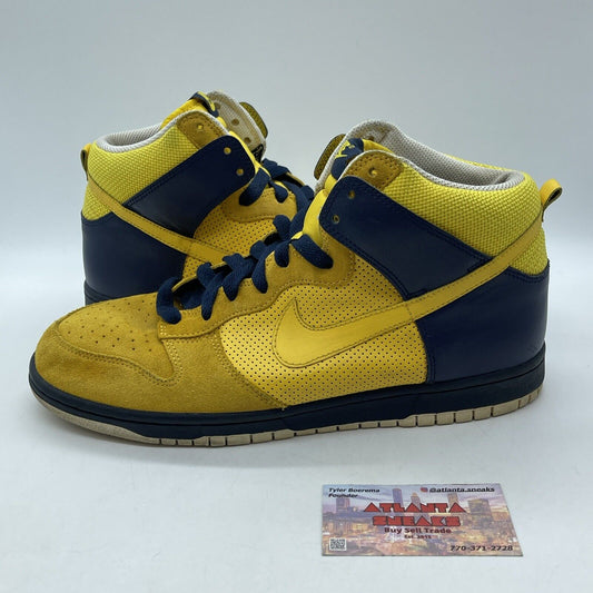 Size 11.5 - Nike Dunk High Yellow White Blue Suede Leather (317982-771)