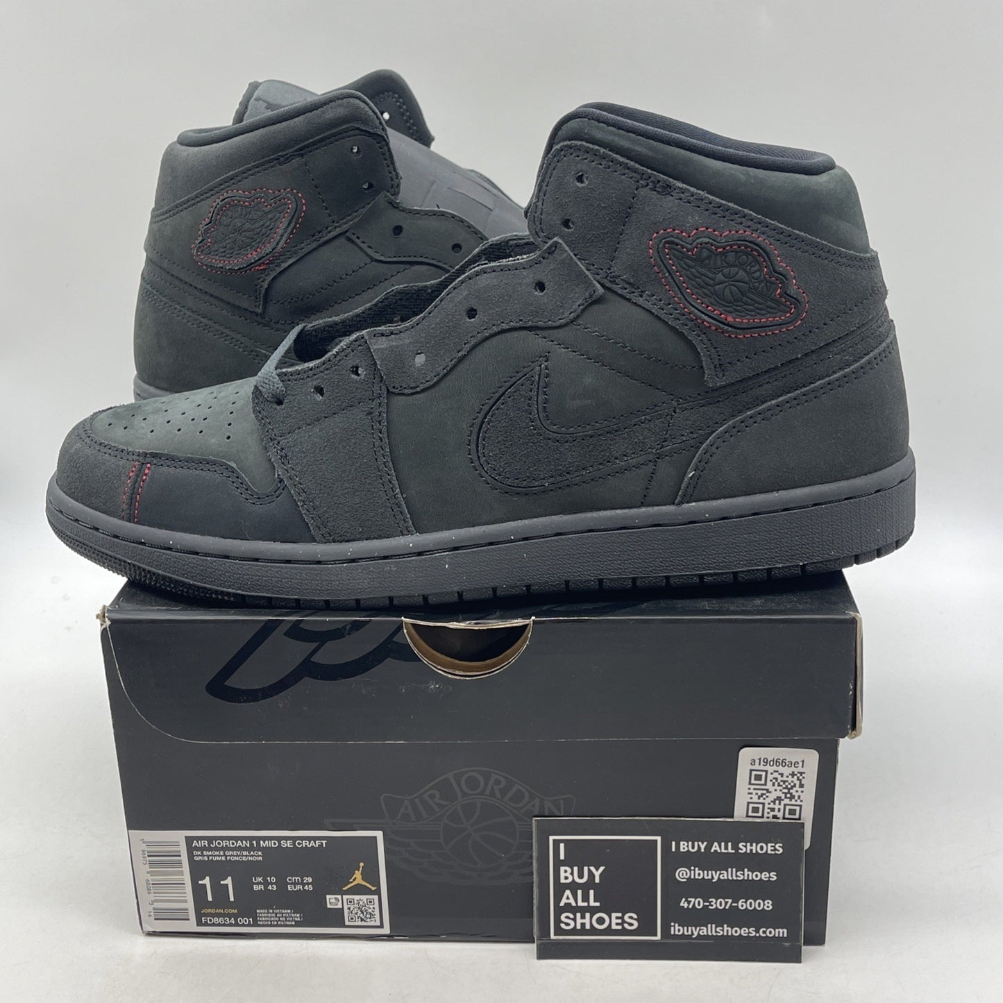 Size 11 - Air Jordan 1 SE Craft Mid Dark Smoke Red (FD8634-001)