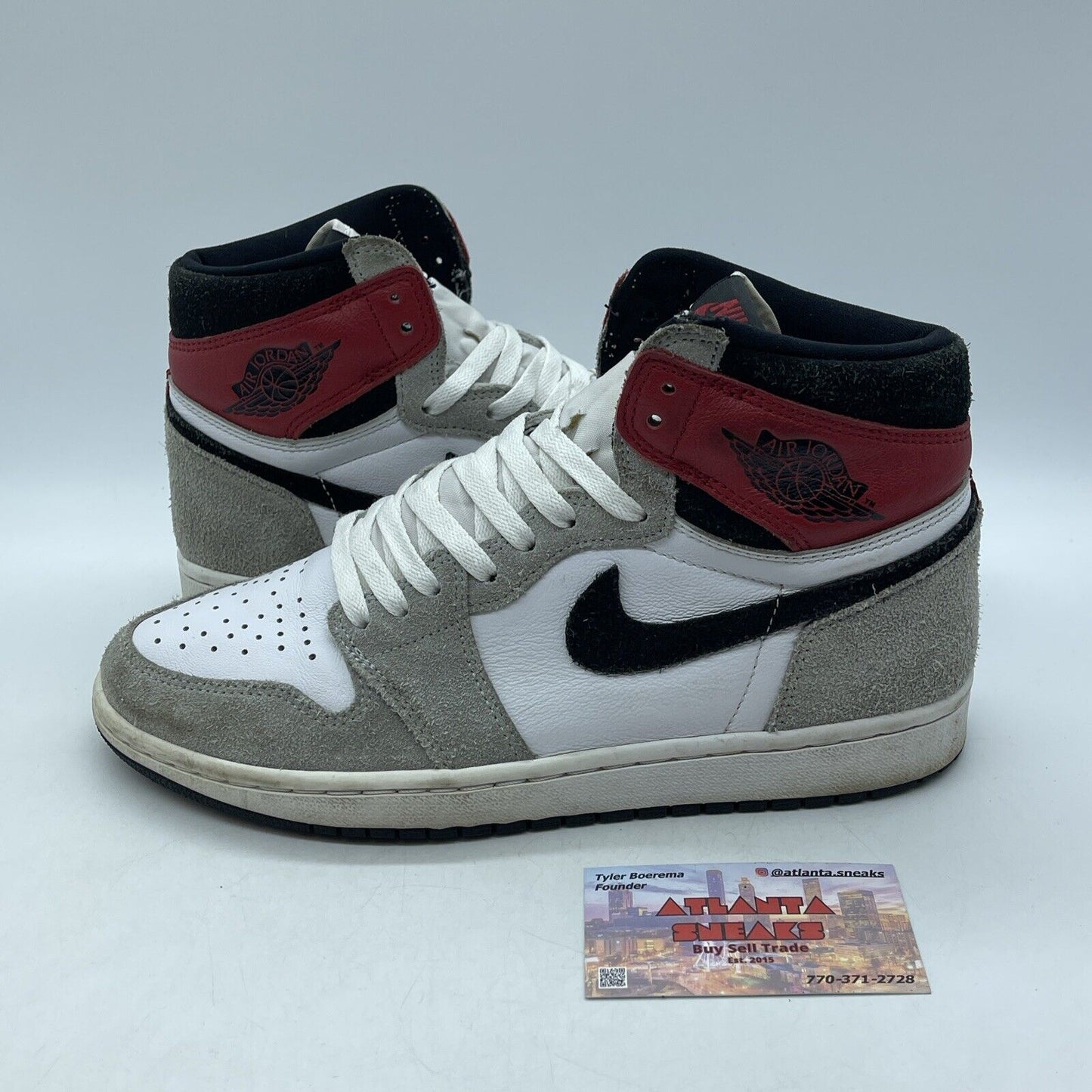 Size 9 - Jordan 1 Retro High OG Smoke Gray Black Suede Red Leather (555088-126)