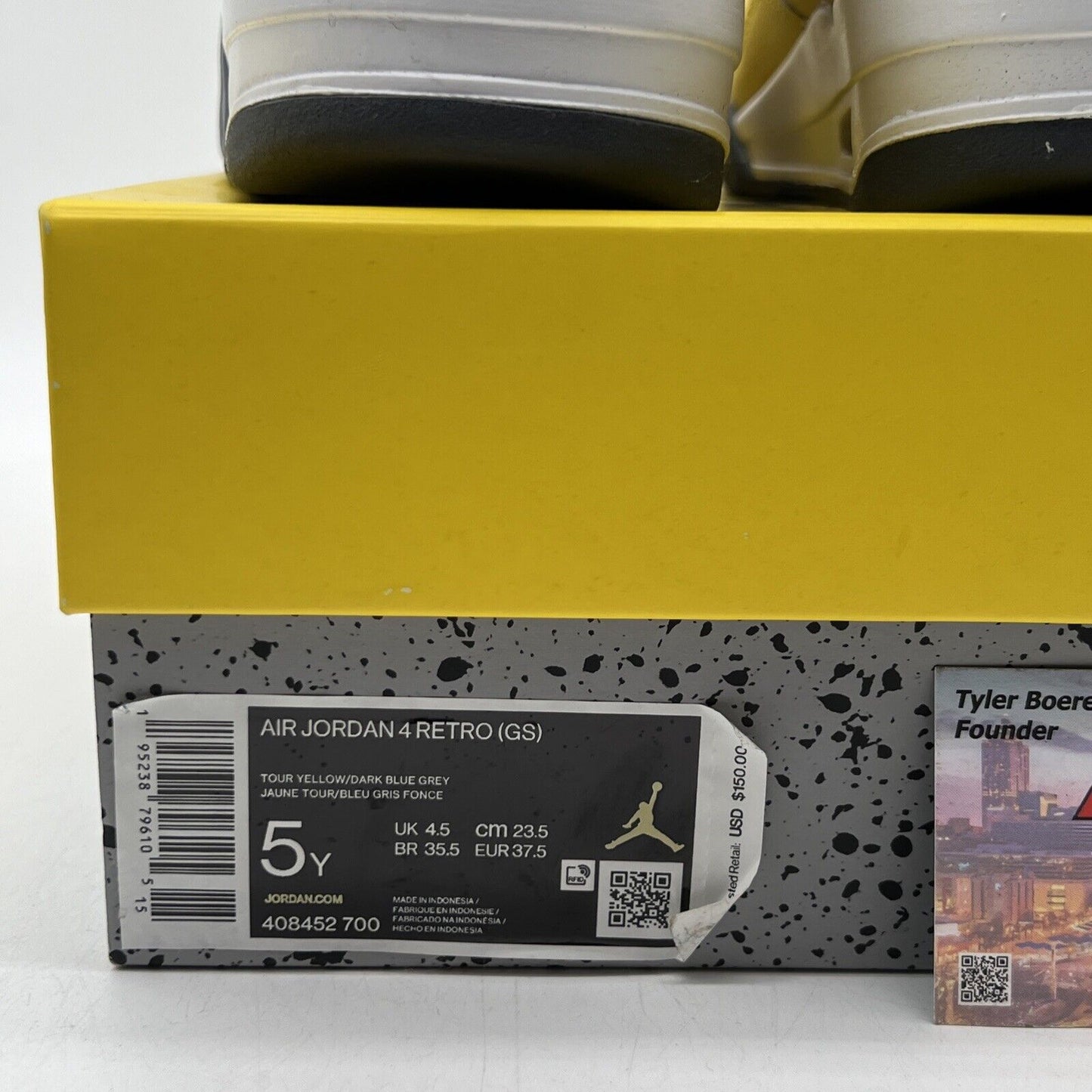 Size 5 - Jordan 4 Retro GS Tour Yellow 2021 - Suede Grey  (408452-700)