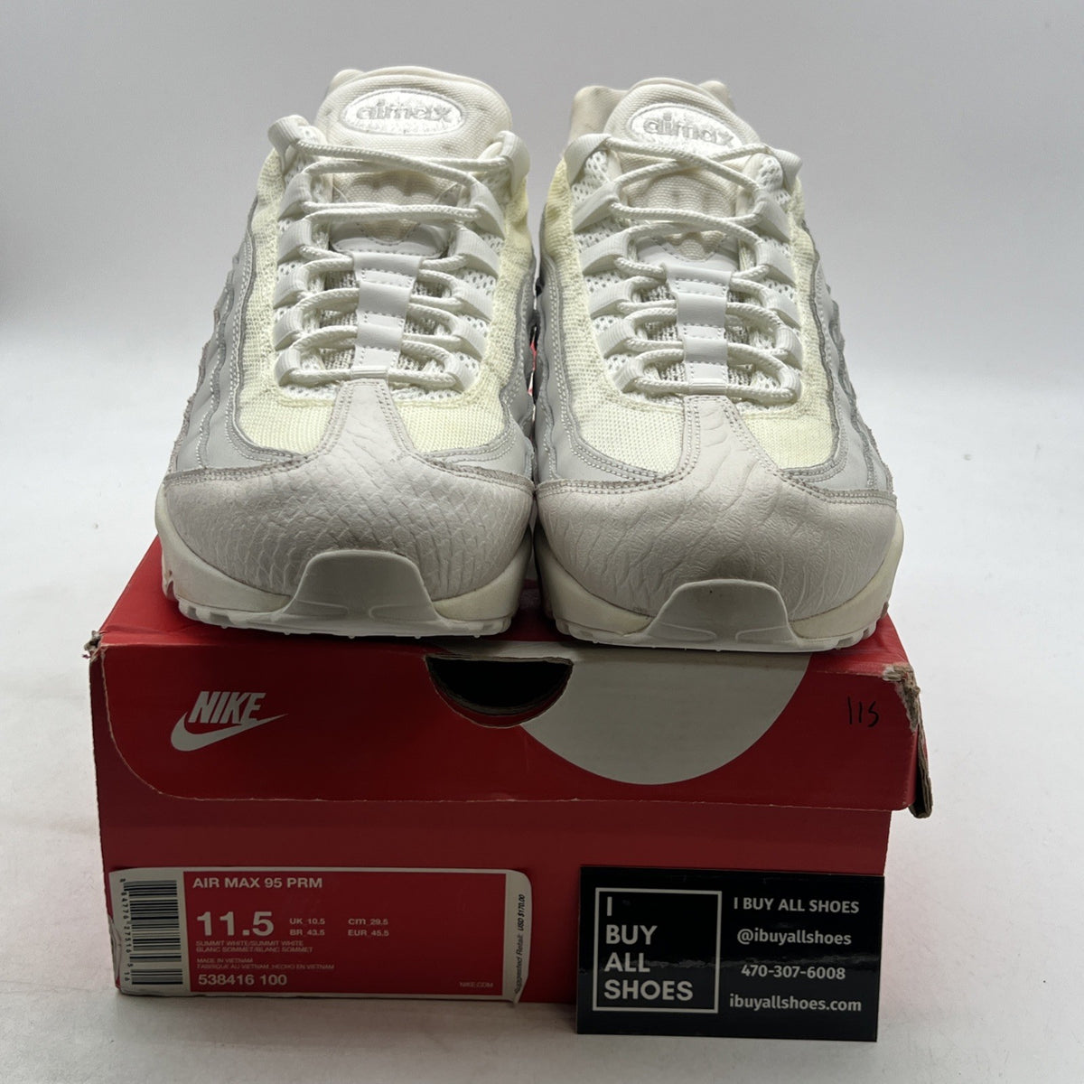 Size 11.5 - Nike Air Max 95 Premium Summit White (538416-100)
