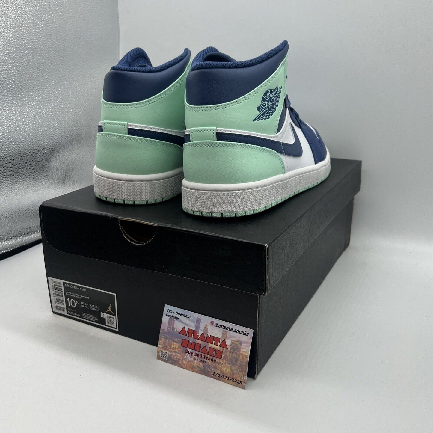 Size 10.5 - Jordan 1 Mid Blue Mint 2022 Brand New Og All