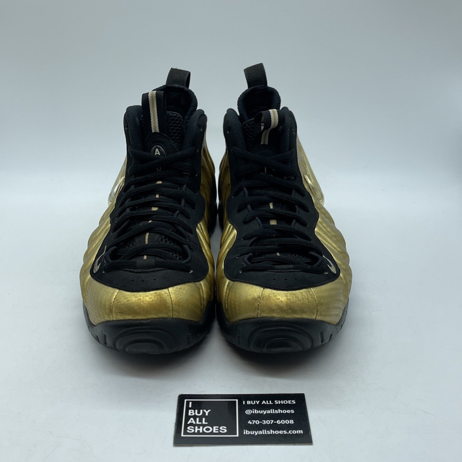 Size 11.5 - Nike Air Foamposite Pro Metallic Gold Black Suede (624041-701)