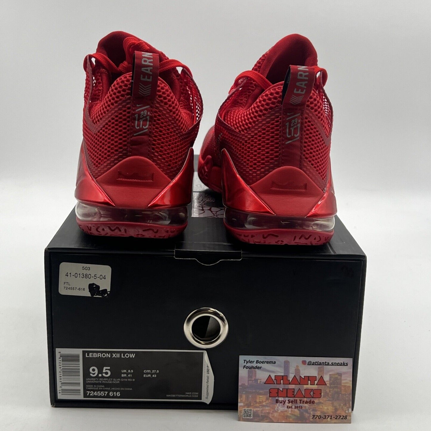 Size 9.5 - Nike LeBron 12 Low University Red (724557-616)