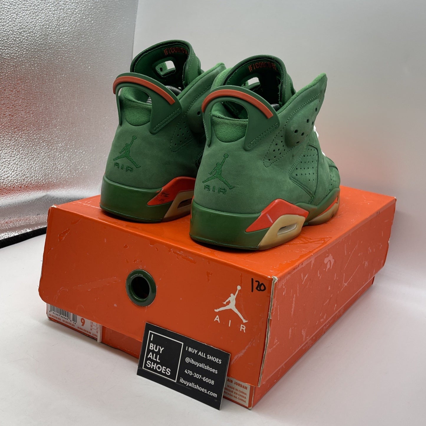 Size 9 - Air Jordan 6 Retro NRG Green Suede Gatorade Orange (AJ5986-335)