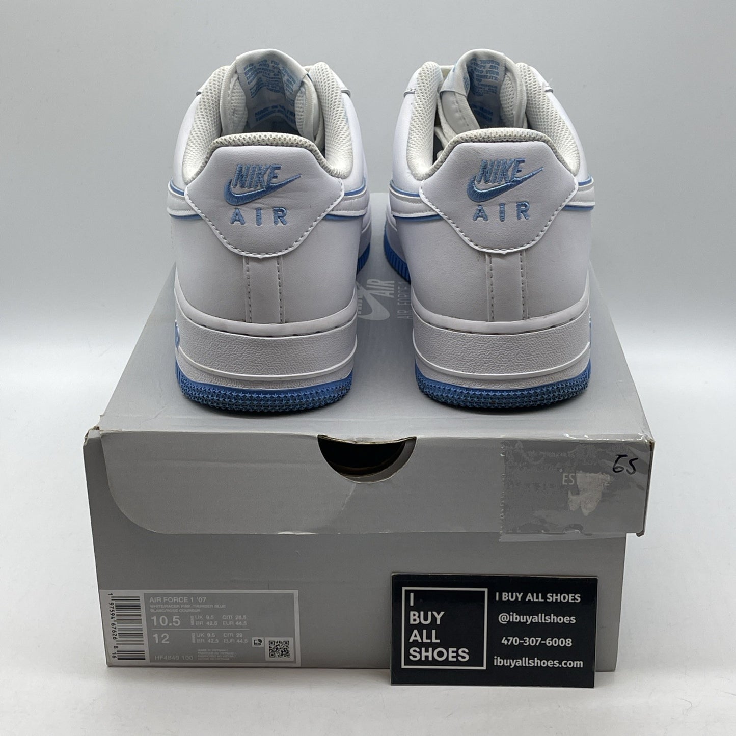Size 10.5 - Nike Air Force 1 '07 White University Blue White (DV0788-101)