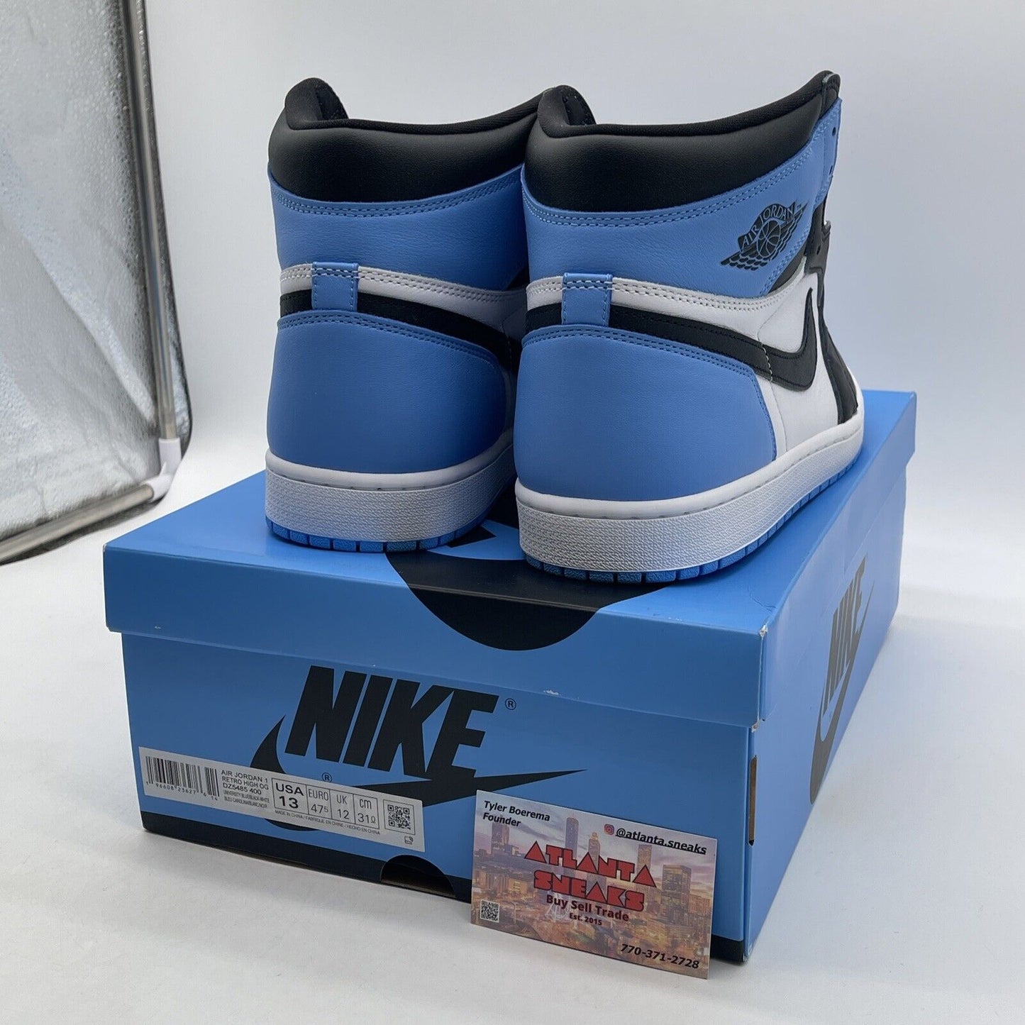 Size 13 - Jordan 1 Retro OG High UNC Toe Blue Black White Leather (DZ5485-400)
