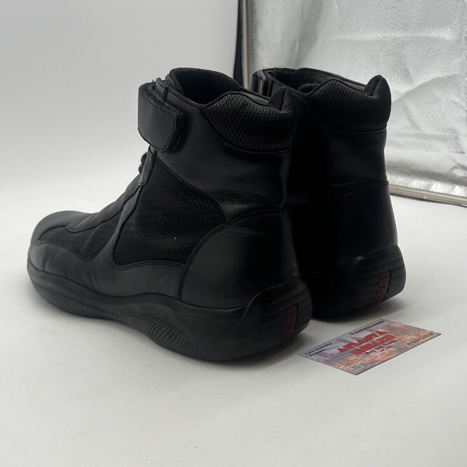 Size 11 - Prada Americas Cup Mens Hightop  Sneakers Black