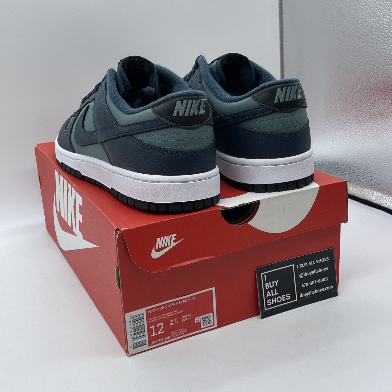 Size 12 - Nike Dunk Low Armory Navy Black Mineral State White (DR9705-300)