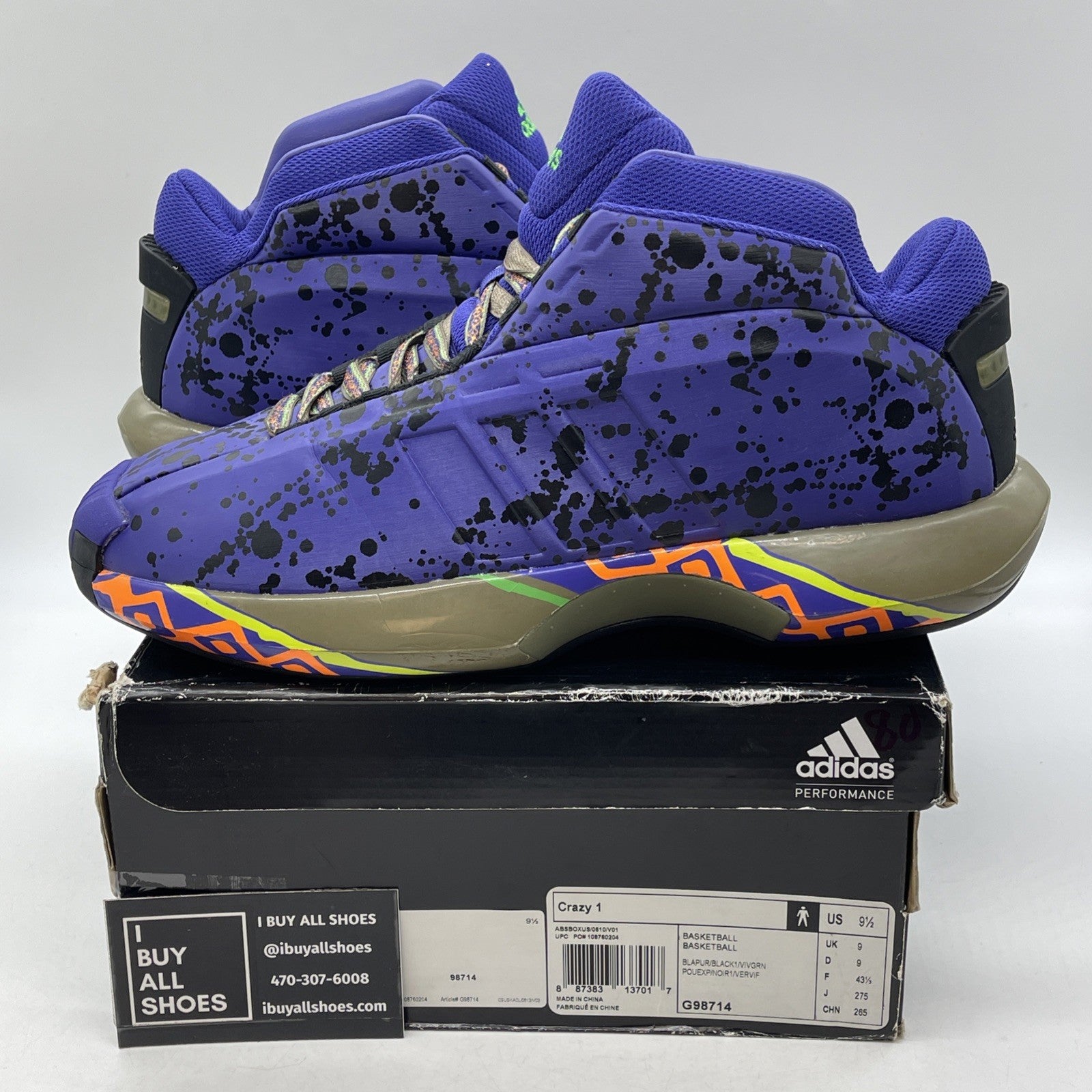 Size 9.5 - ADIDAS Crazy  1 KOBE BRYANT PE Purple All Star Game ASG (G9871)