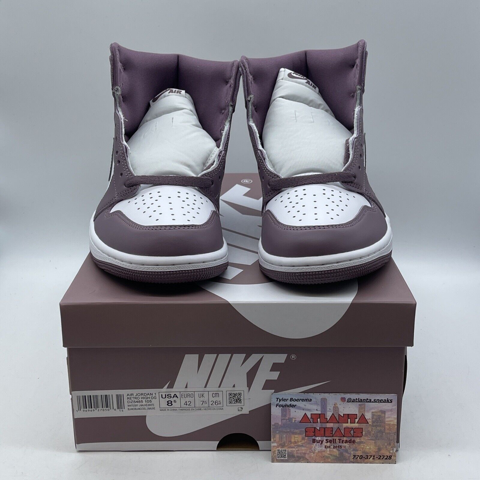 Size 8.5 - Air Jordan 1 Retro OG High Mauve Purple White Leather (DZ5485-105)