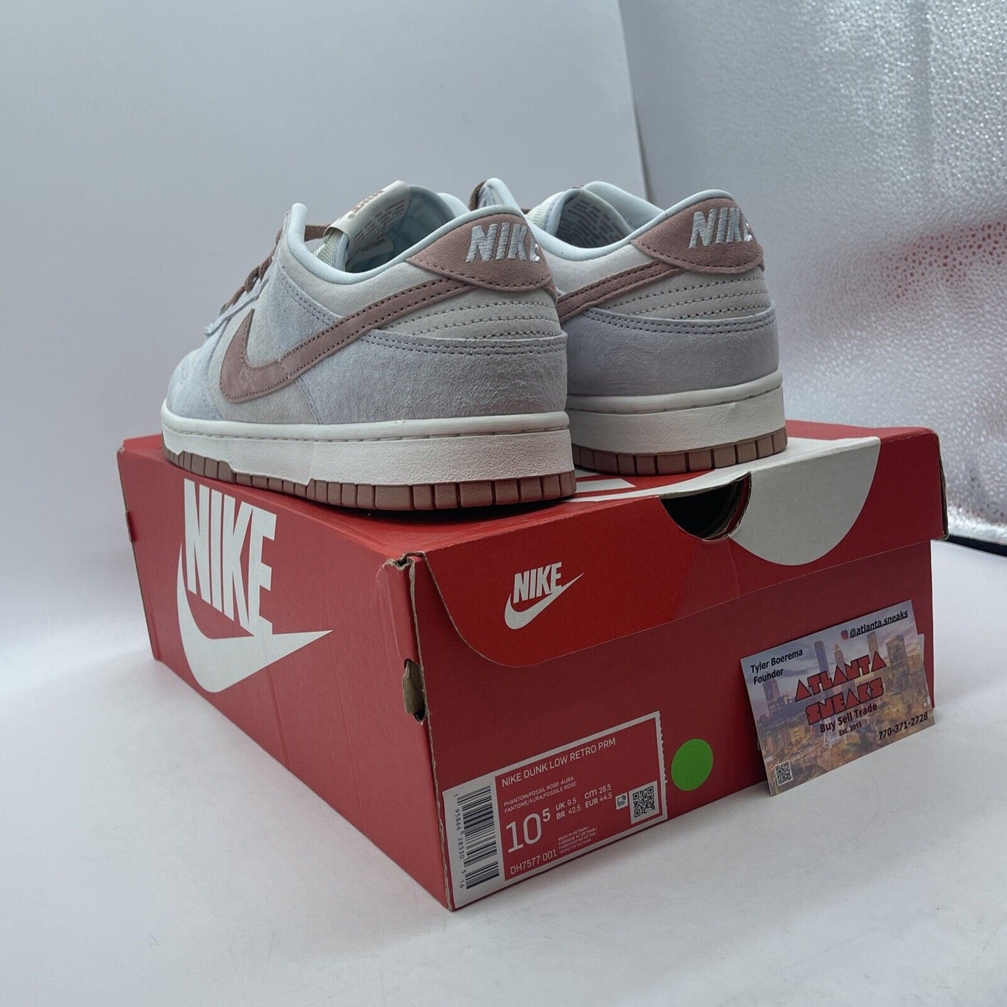 Size 10.5 - Nike Dunk Premium Low Fossil Rose Pink Grey White Suede (DH7577-001)