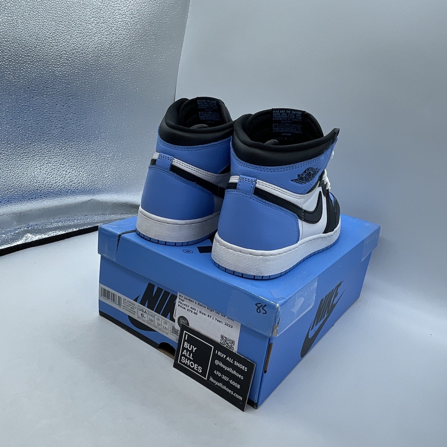 Size 6 (GS) - Air Jordan 1 High Retro OG UNC Toe (FD1437-400)