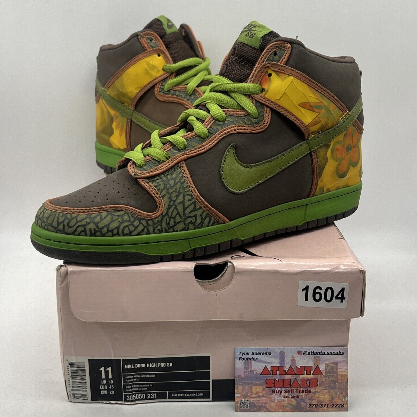 Size 11 - Nike Dunk Pro SB High De La Soul Brown Green Orange (305050-231)