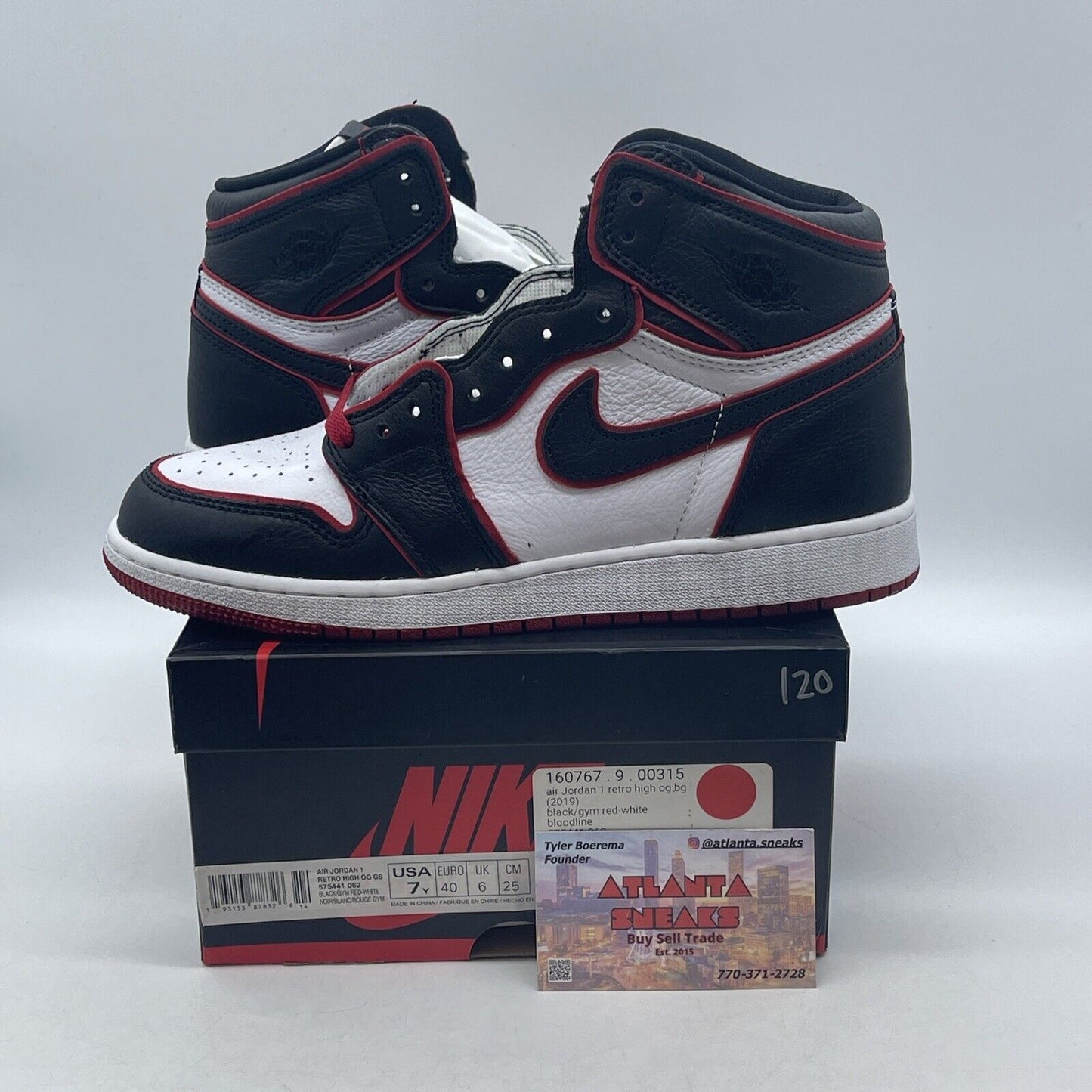 Size 7 - Jordan 1 Retro High OG Gym Red 2019 Black White Leather (575441-062)