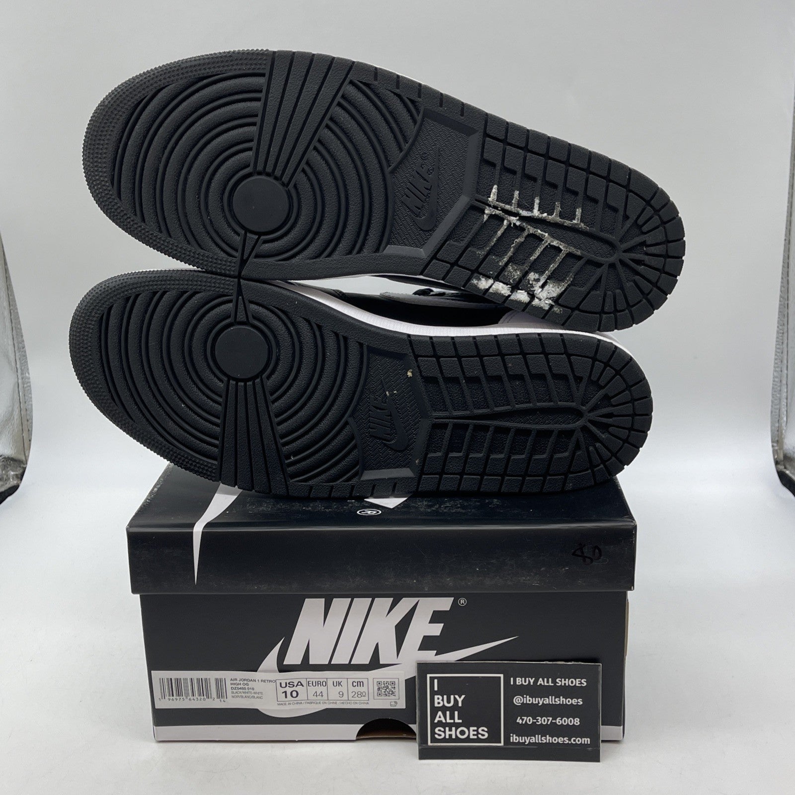 Size 10 - Air Jordan 1 Retro OG High Black White 2.0 Leather (DZ5485-010)