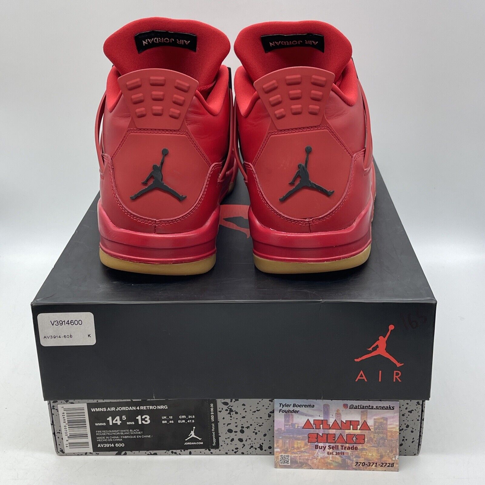 Size 10.5W - Air Jordan 4 Retro NRG Singles Day Black Red Leather (AV3914-600)