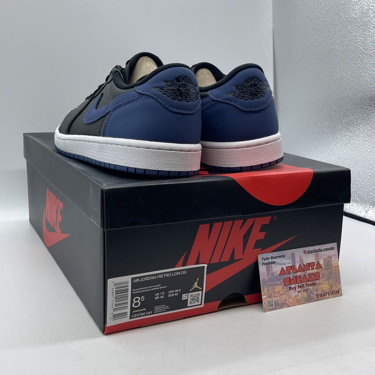 Size 8.5 - Jordan 1 Low OG Mystic Navy Blue Leather White (CZ0790-041)