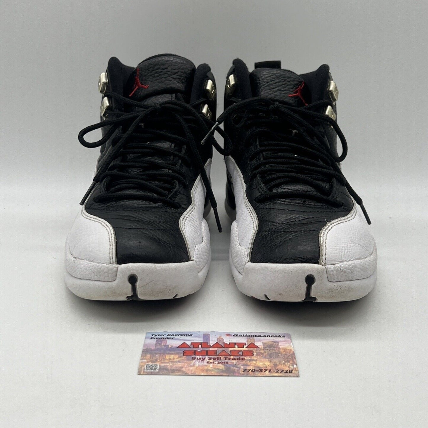 Size 9 - Jordan 12 Retro Mid Playoff Black White Red Leather