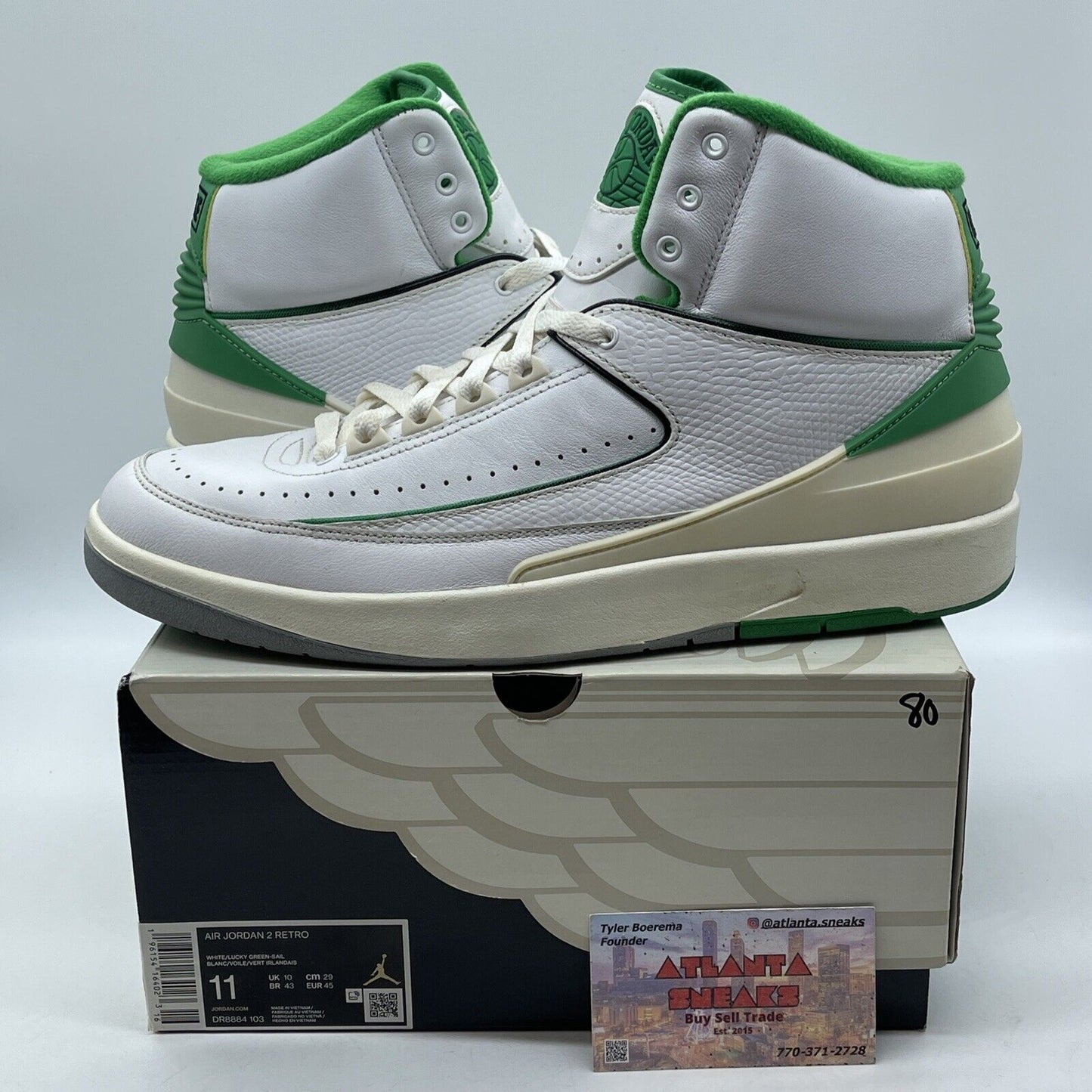 Size 11 - Jordan 2 Retro Lucky Green White Black Leather (DR8884-103)