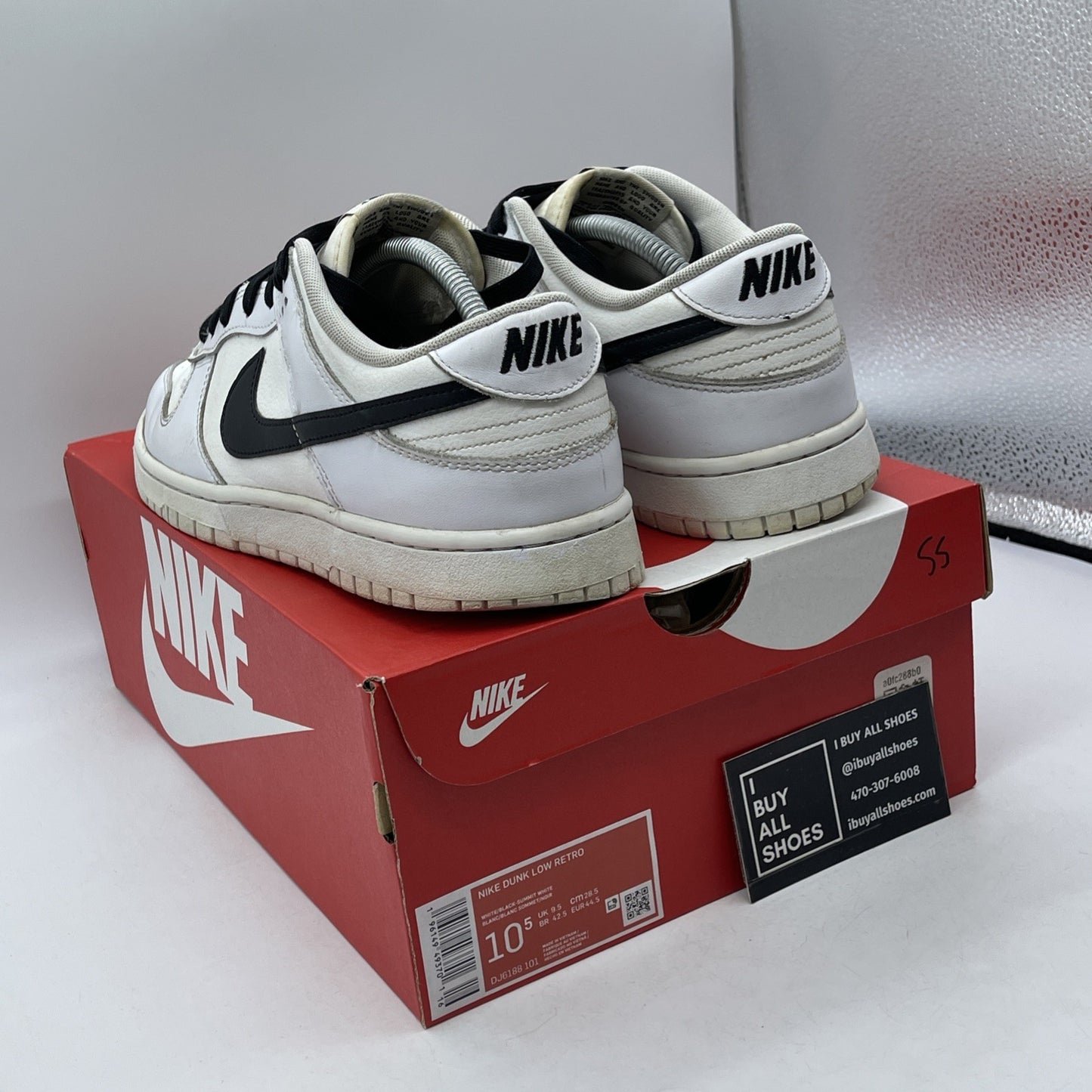 Size 10.5 - Nike Dunk Low Reverse Panda Black White Leather (DJ6188-101)