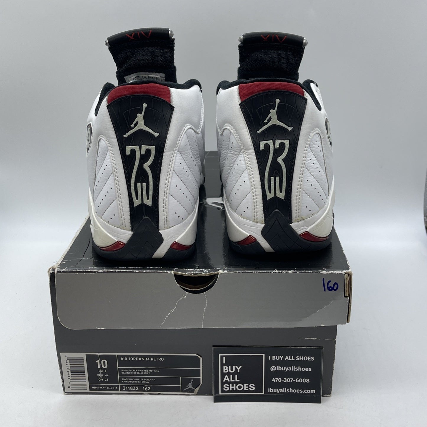 Size 10 - Air Jordan 14 Retro 2006 Black Toe  White Suede Leather (311832-162)