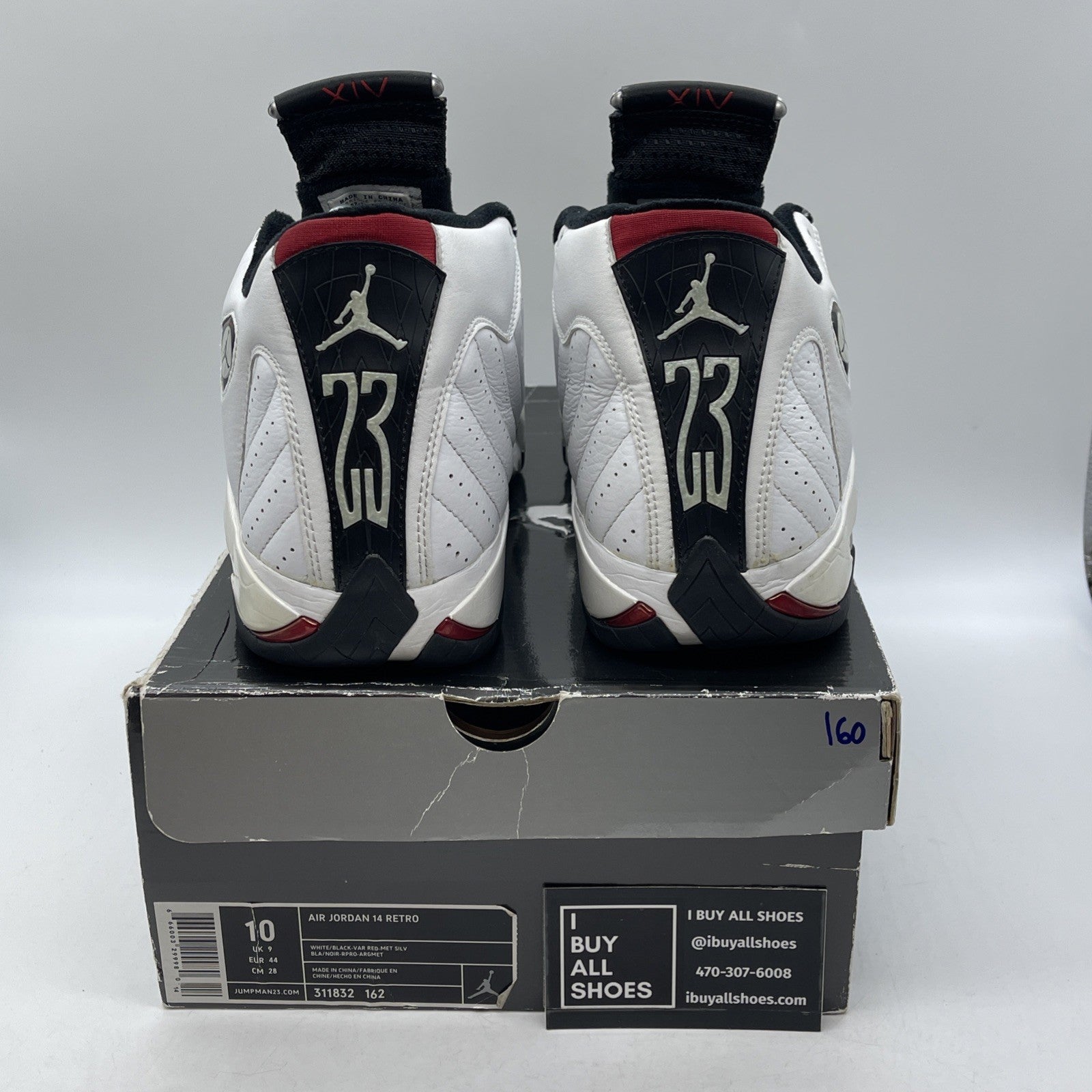 Size 10 - Air Jordan 14 Retro 2006 Black Toe  White Suede Leather (311832-162)