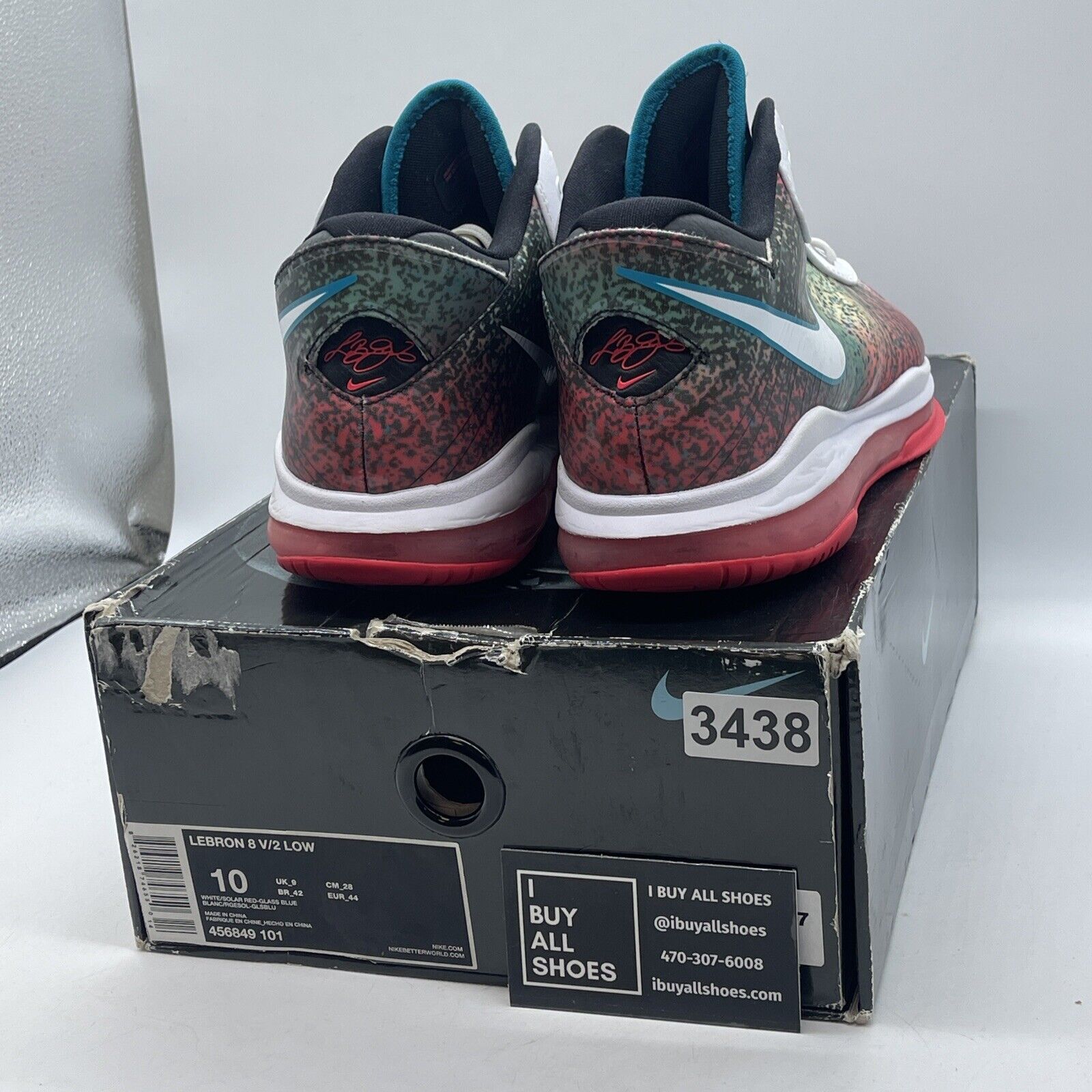 Size 10 - Nike Lebron 8 V/2 2011 Low Miami Night Black White Leather -456849-101