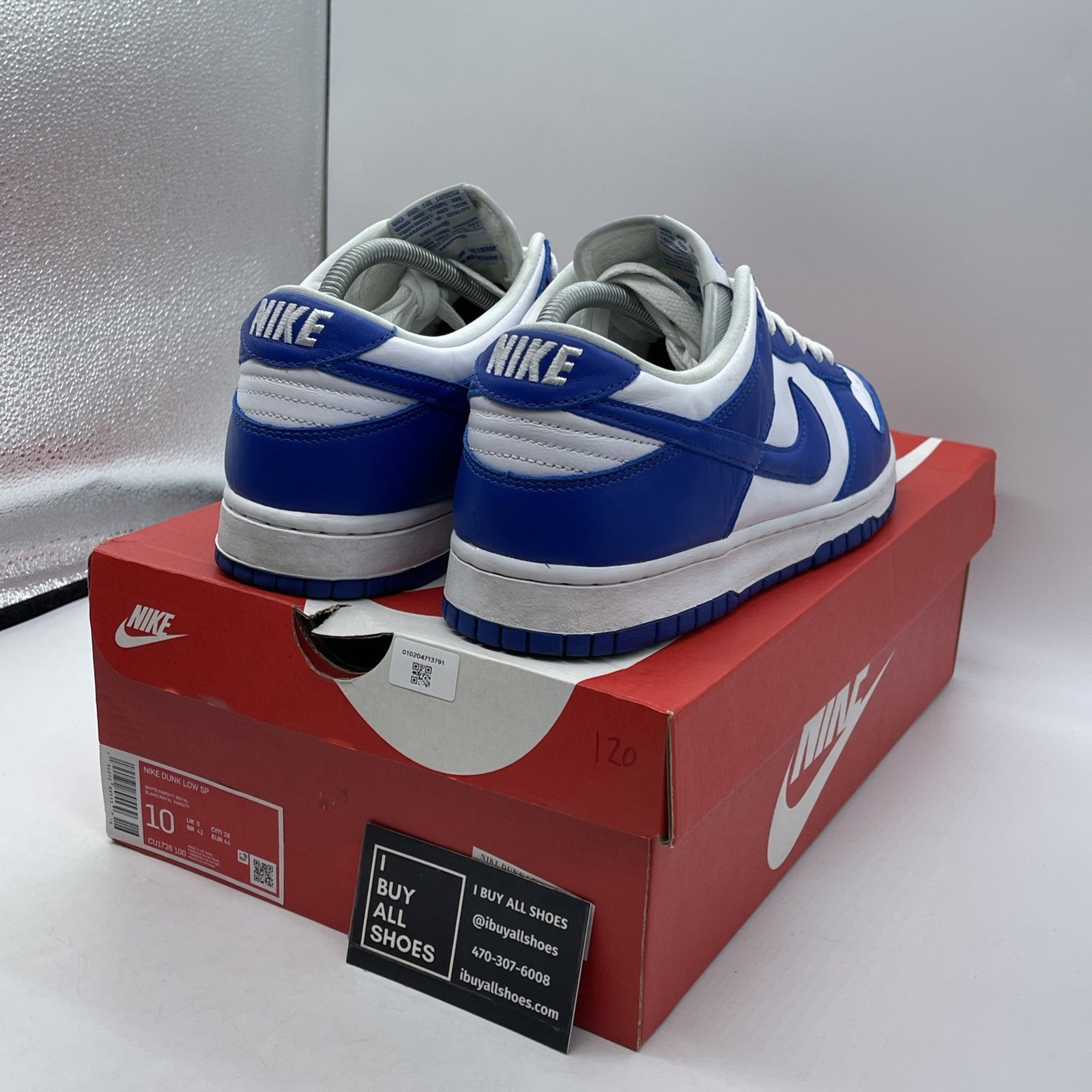 Size 10 - Nike Dunk Low Retro SP Kentucky 2020 Blue White (CU1726-100)