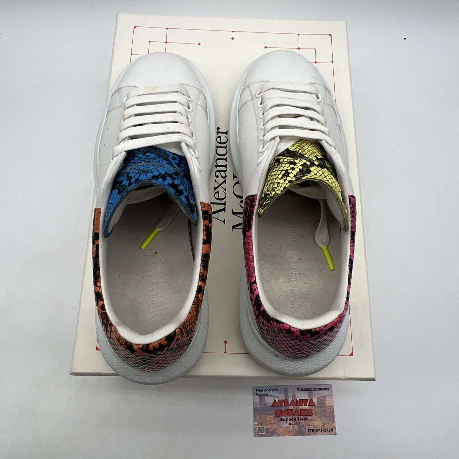 Size 9.5 - Alexander mcqueen Snake Leather Blue Pink Yellow