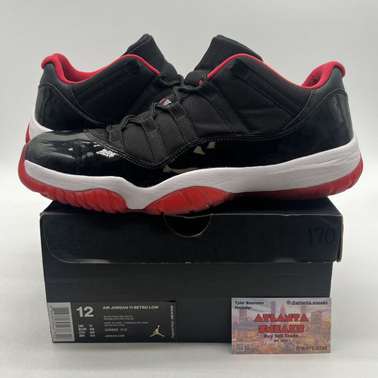 Size 12 - Air Jordan 11 Retro 2015 Low Bred White Leather Red (528895-012)