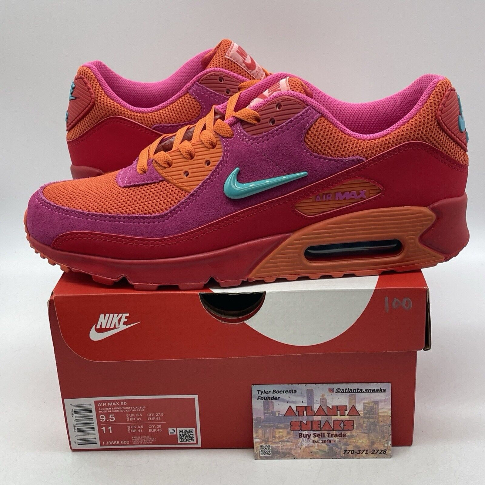 Size 9.5 Air Max 90 Alchemy Pink Suede Red Leather (FJ3868-600)