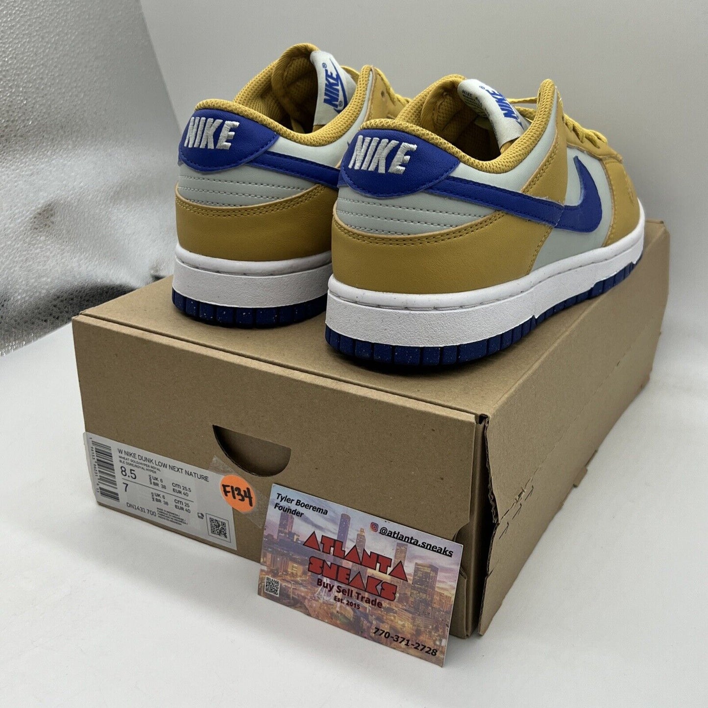 WMNS SZ 8.5 NIKE DUNK LOW NEXT NATURE WHEAT GOLD HYPER ROYAL (DN1431-700) Og All