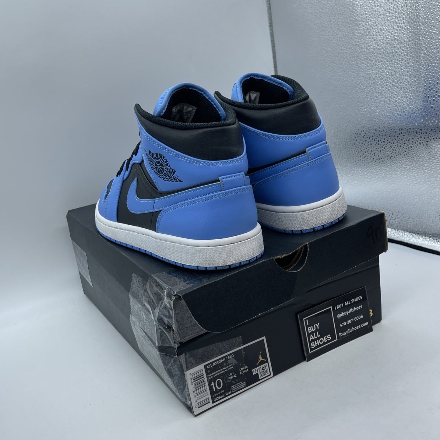 Size 10 - Air Jordan 1 Mid University Blue Black White Leather (DQ8426-401)
