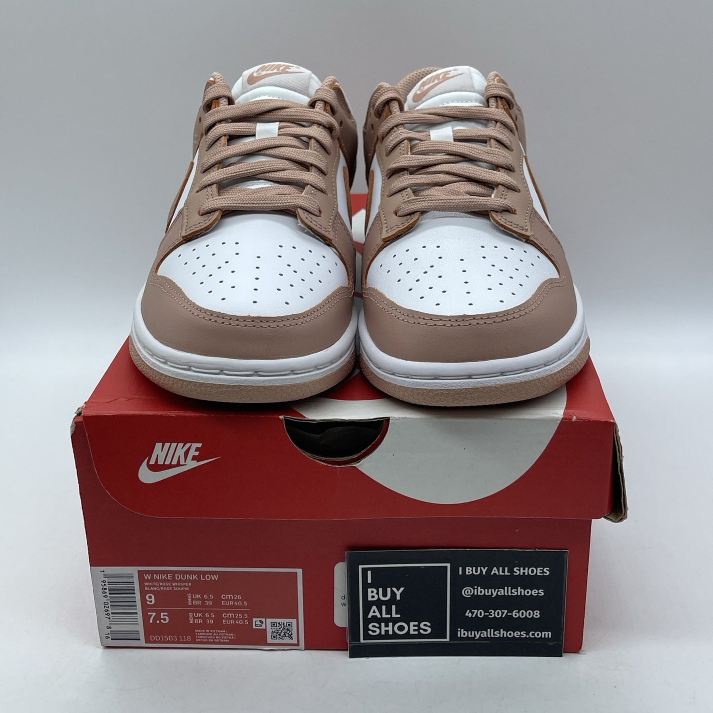 Size 9W - Nike Dunk Low Rose Whisper White Pink Leather (DD1503-118)