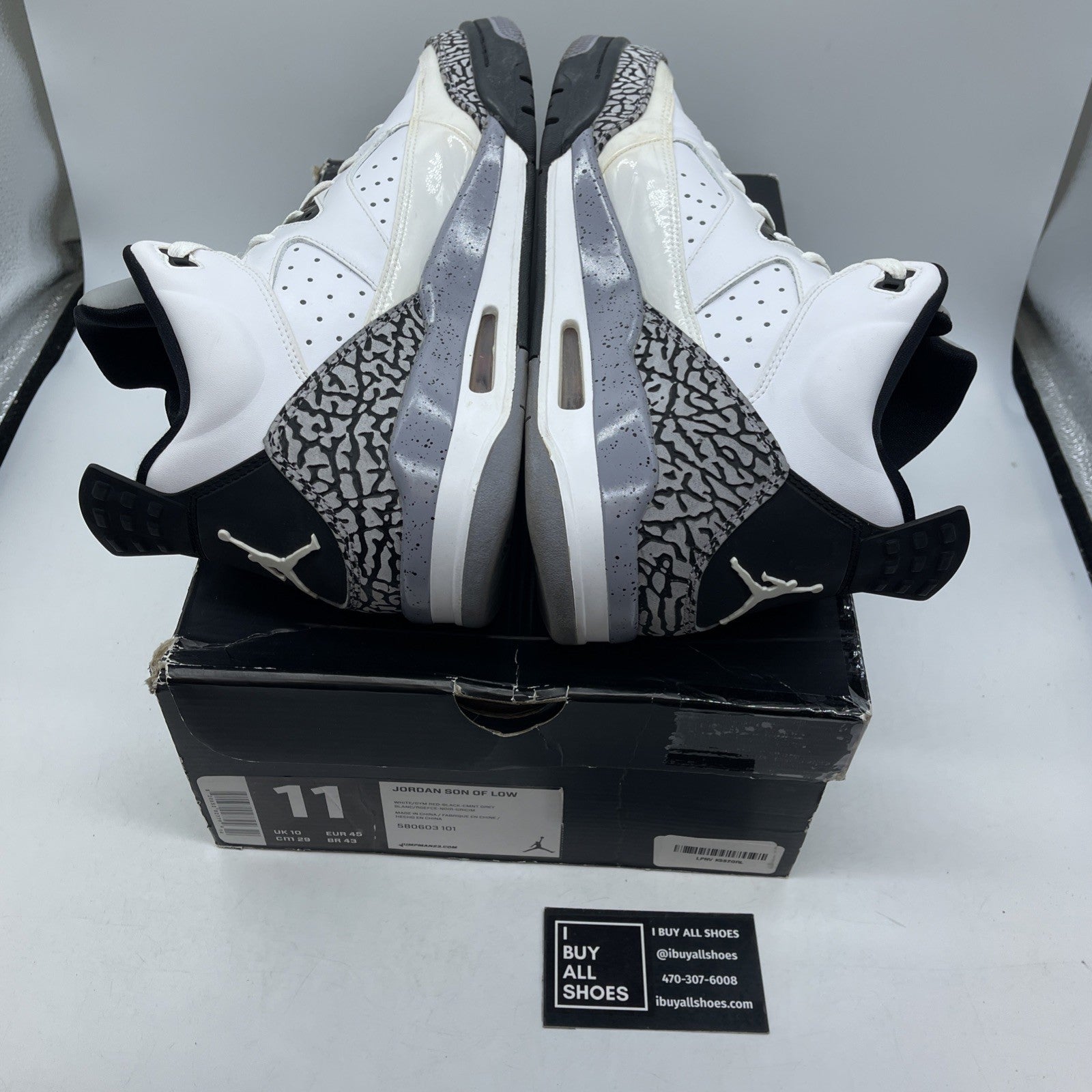 Size 11 - Jordan Son of Mars Low White Cement Suede Leather (580603-101)