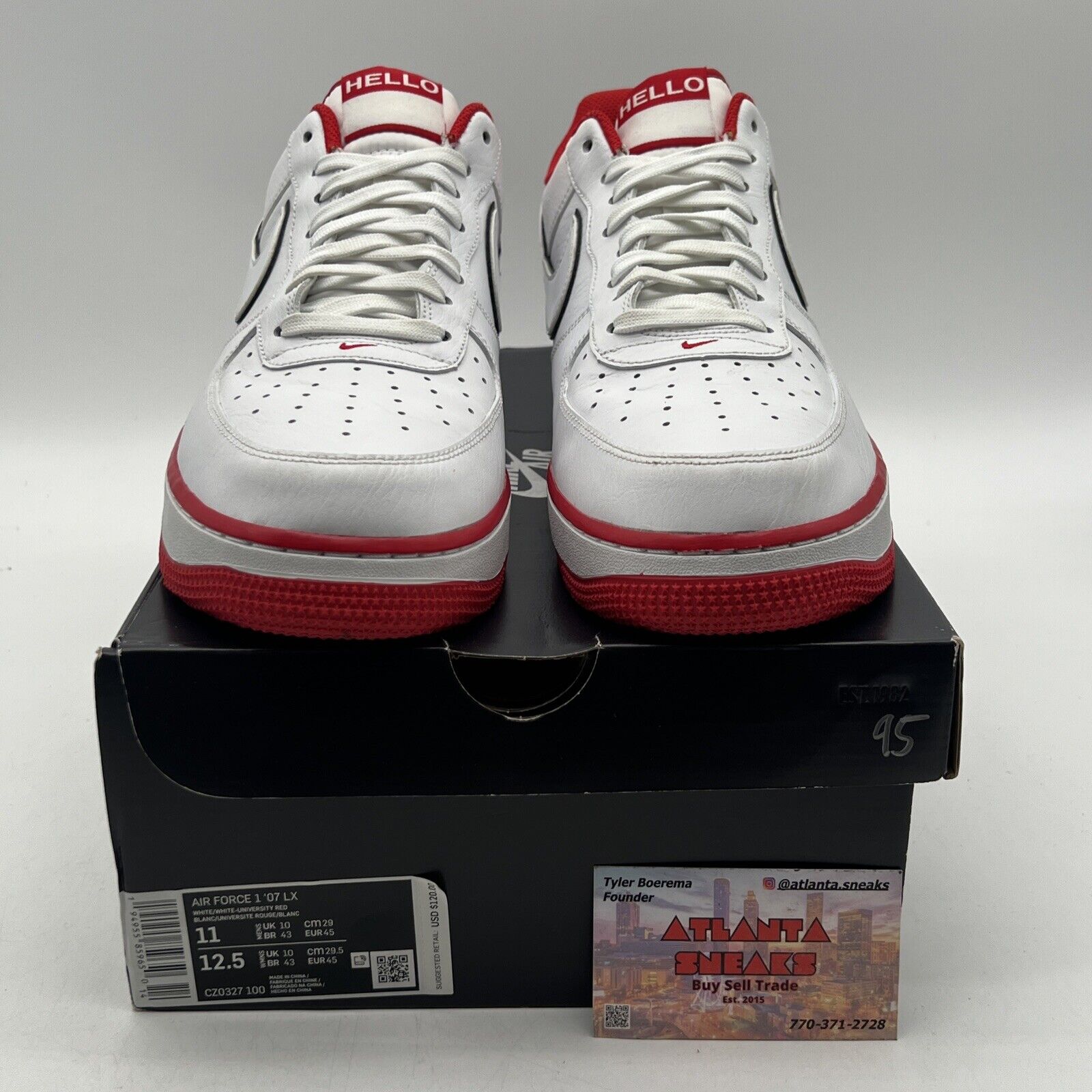 Size 11 - Nike Urbanstar x Air Force 1 '07 LX HELLO Pack - White University Red