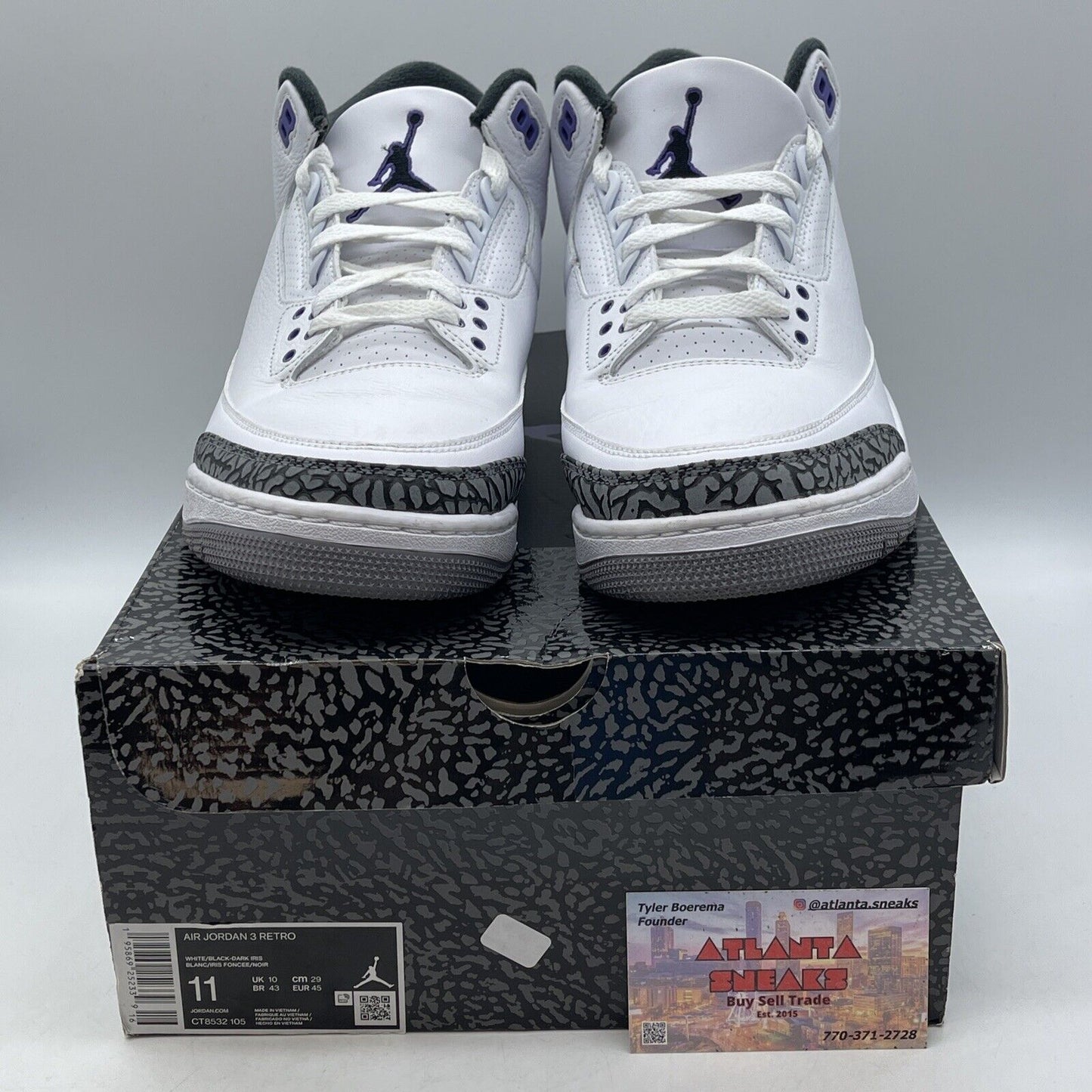 Size 11 - Jordan 3 Retro Mid Dark Iris White Grey Black Suede (CT8532-105)