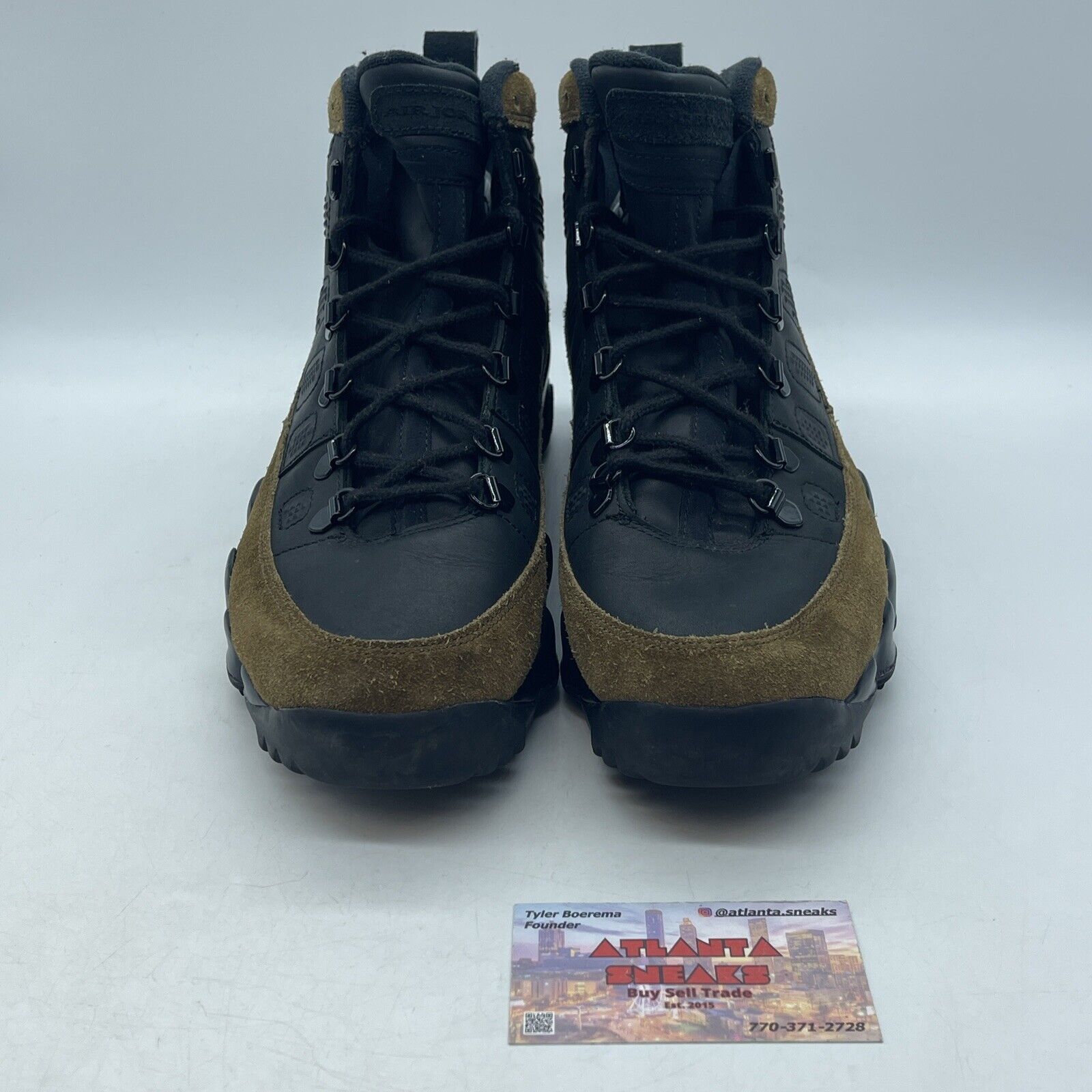 Size 9.5 - Jordan 9 Retro NRG Olive 2017 Black Suede (AR4491-012)