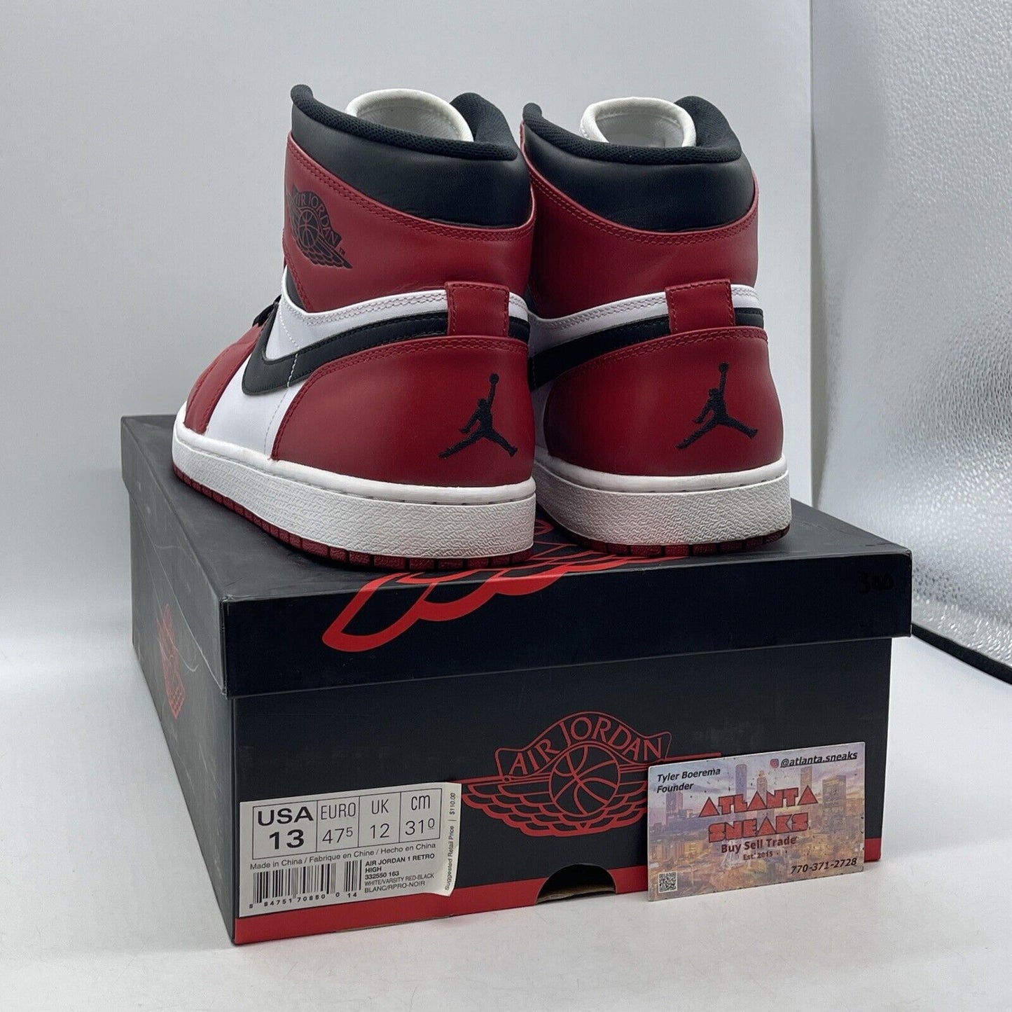 Size 13 - Jordan 1 Retro High Chicago 2013 White Black Red Leather (332550-163)