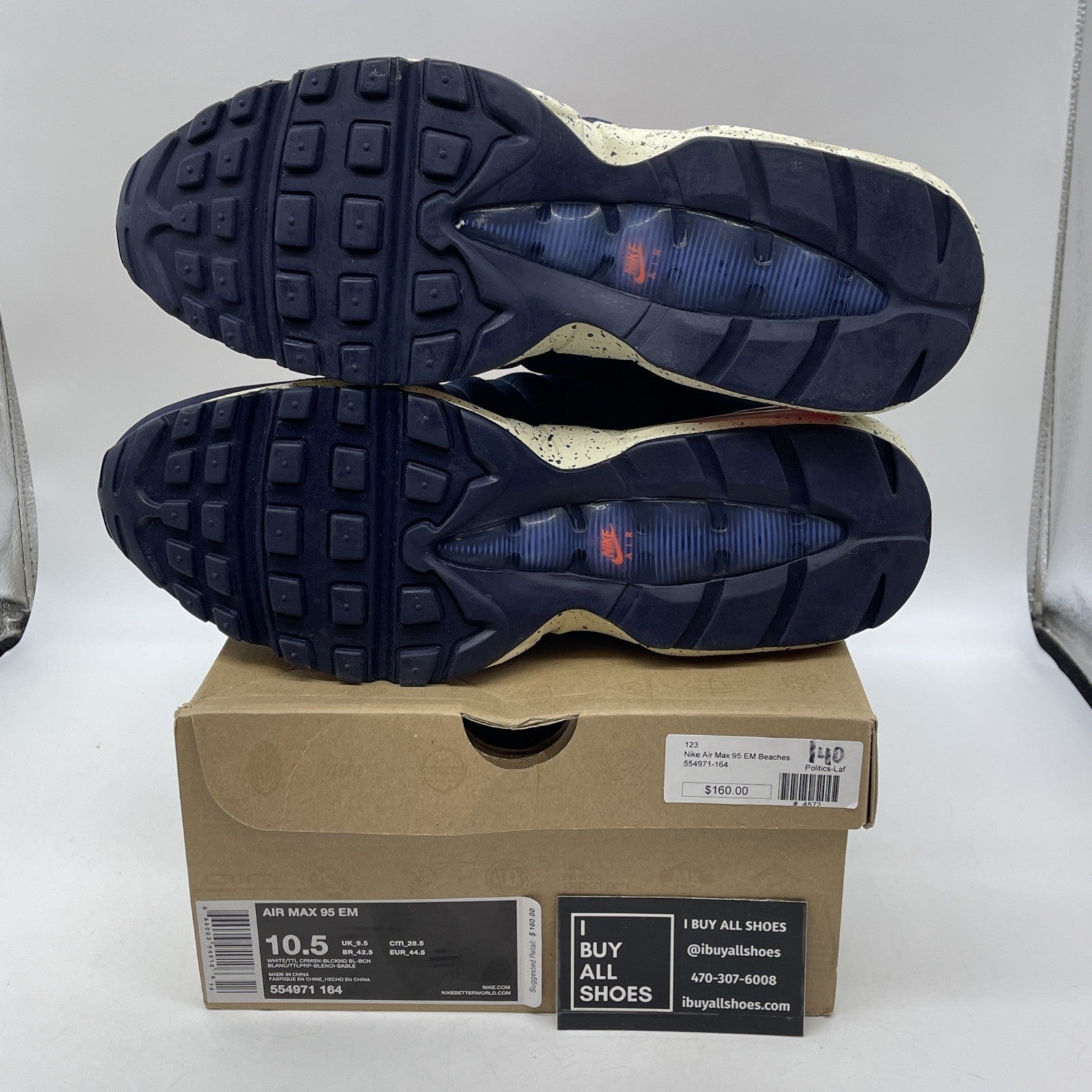 Size 10.5 - Nike Air Max 95 EM Beaches of Rio Blue Pink Suede (554971-164)
